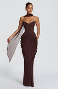 Flourenne Chiarra Maxi Dress in Plum Brown