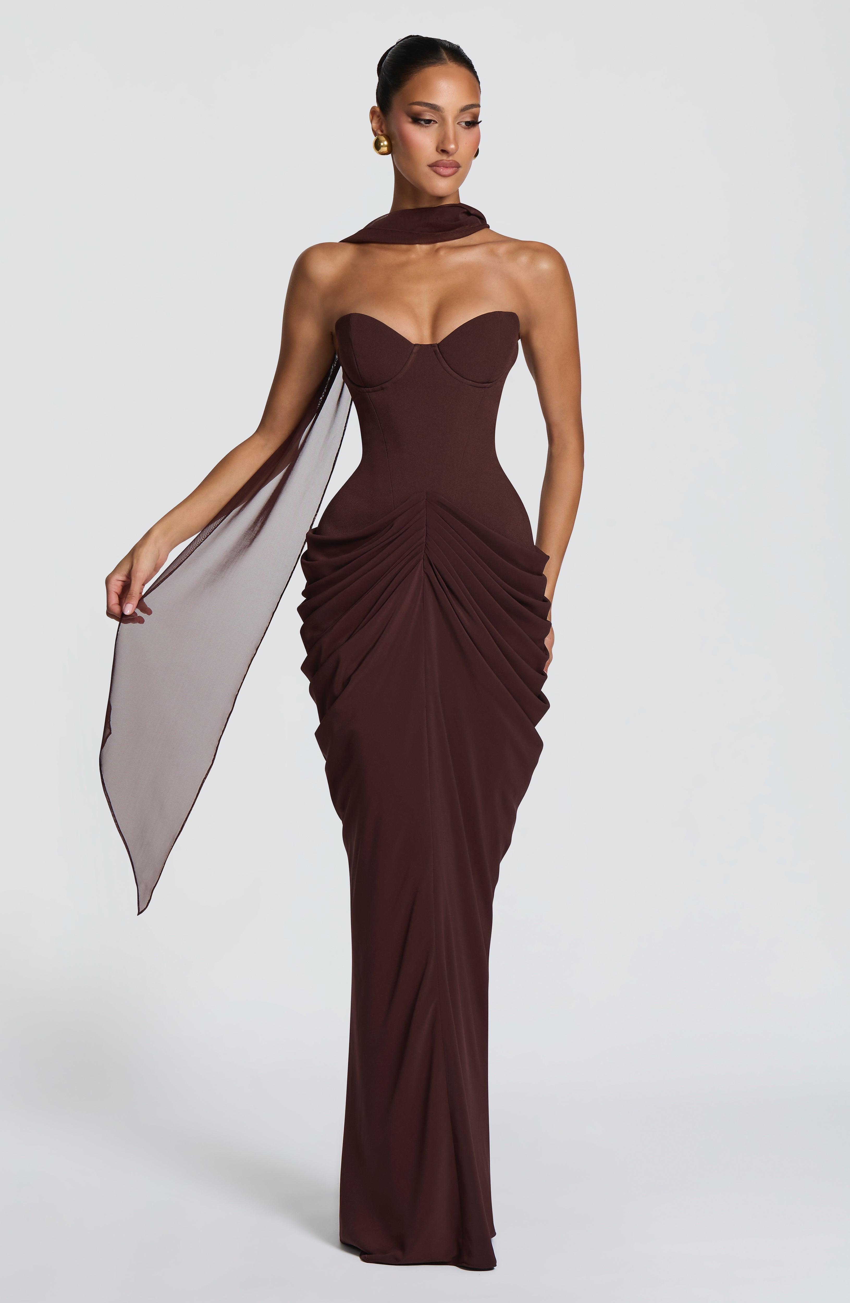 Flourenne Chiarra Maxi Dress in Plum Brown