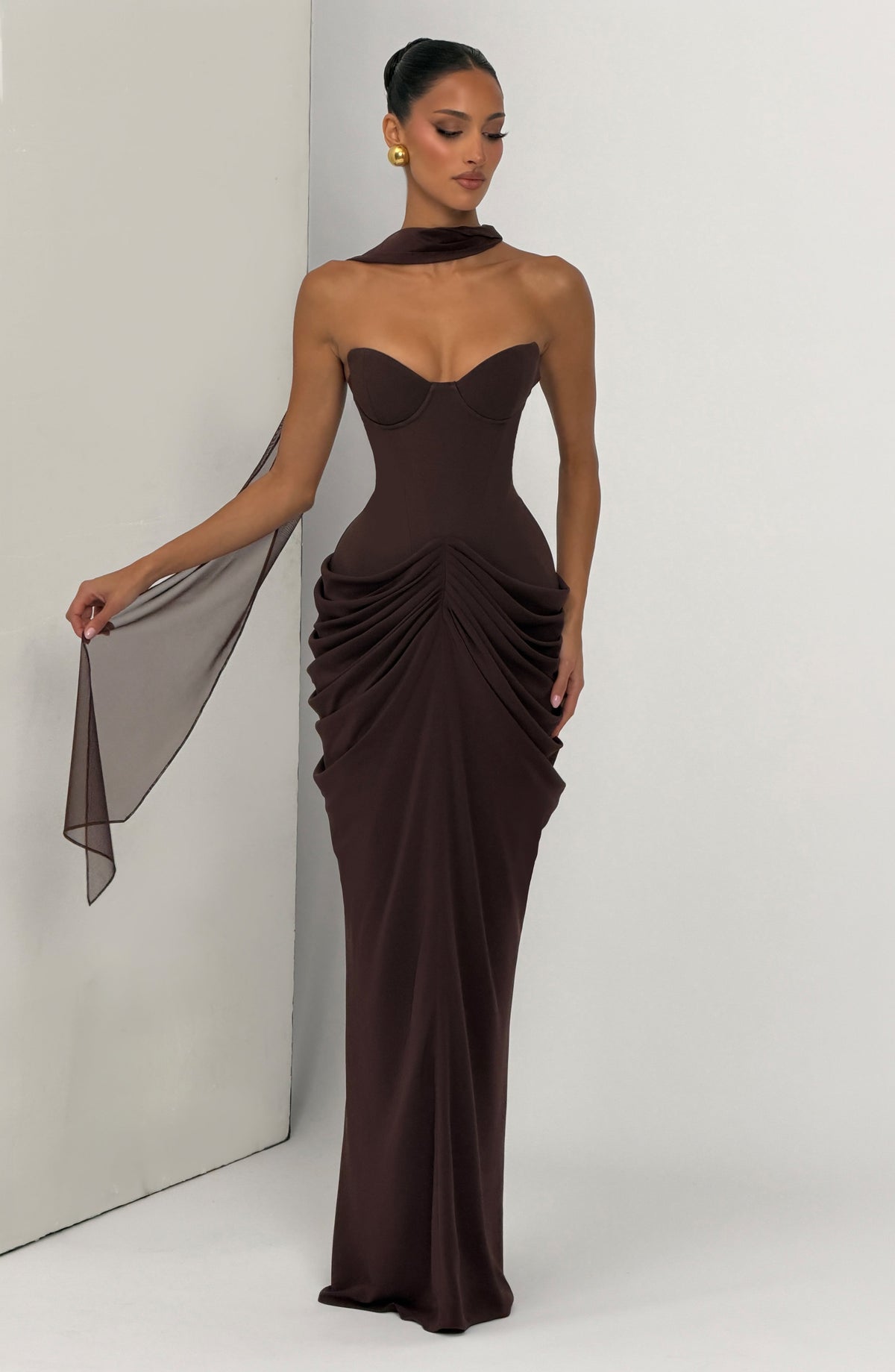 Flourenne Chiarra Maxi Dress in Plum Brown
