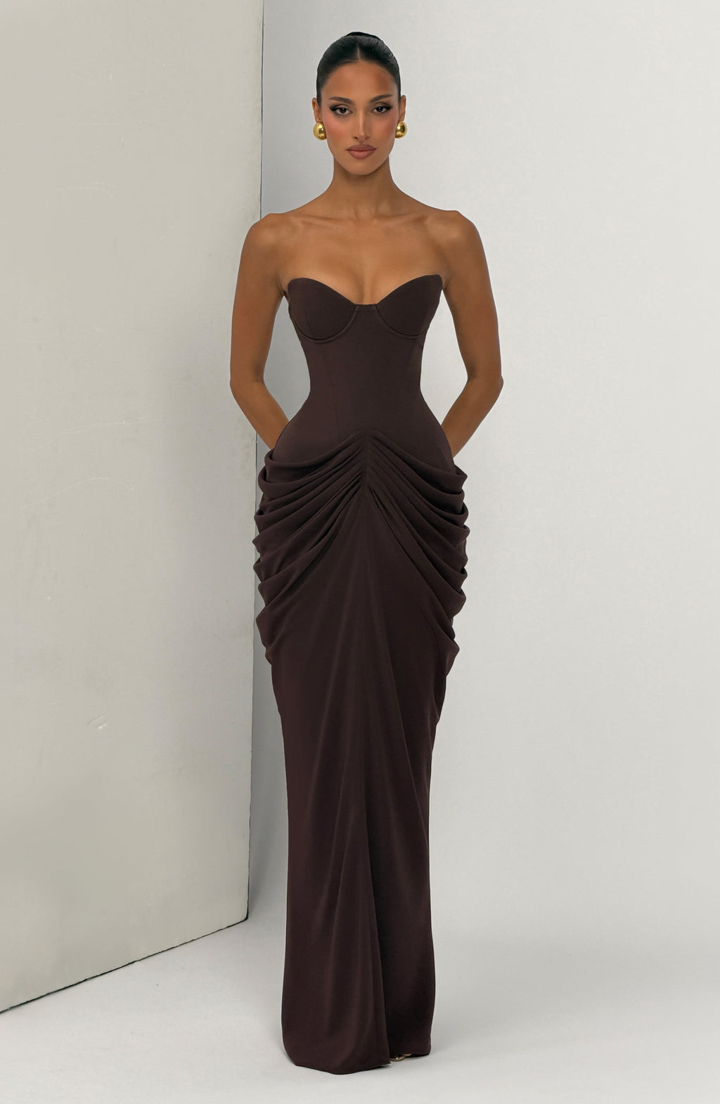 Flourenne Chiarra Maxi Dress in Plum Brown