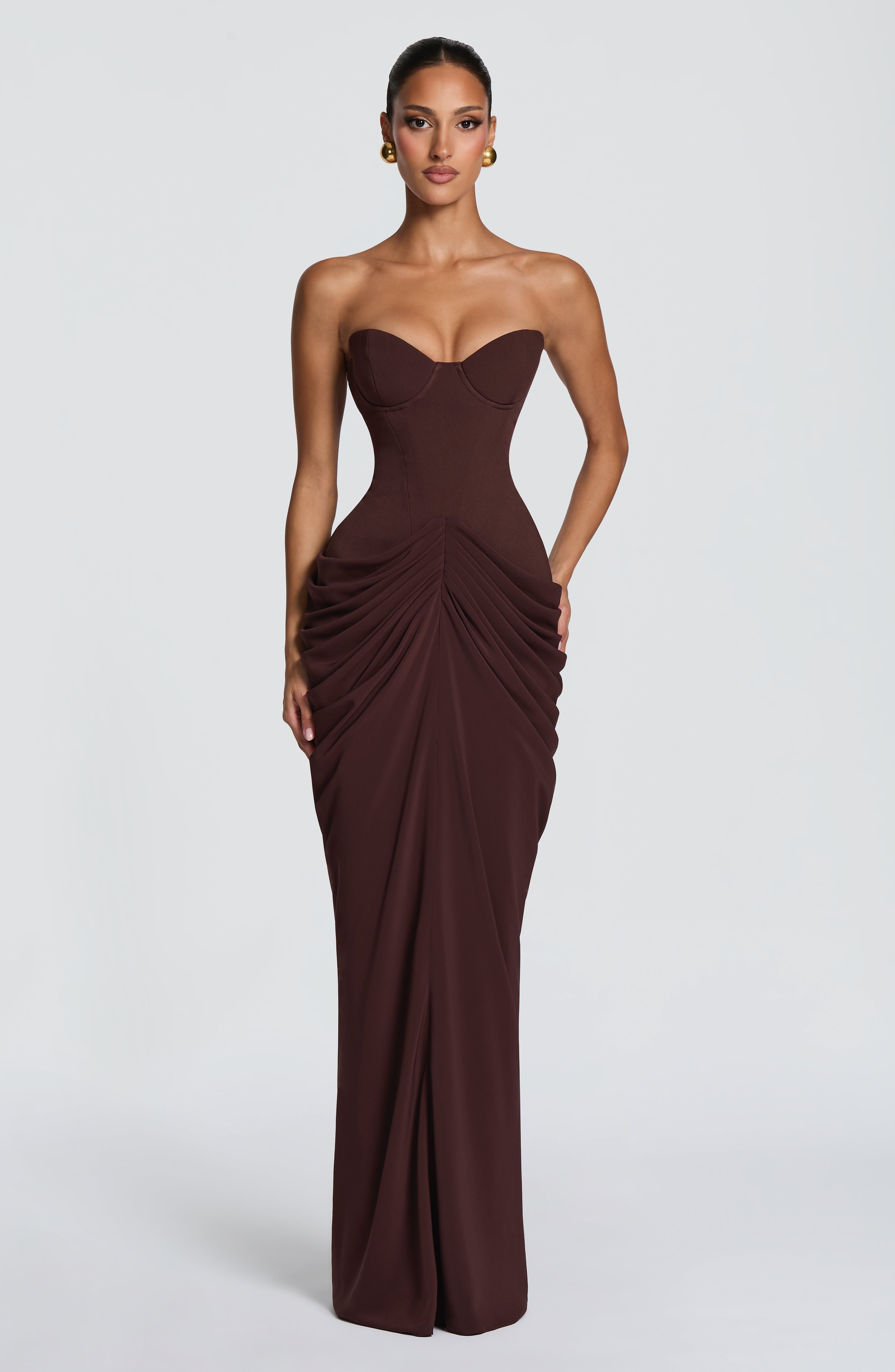 Flourenne Chiarra Maxi Dress in Plum Brown