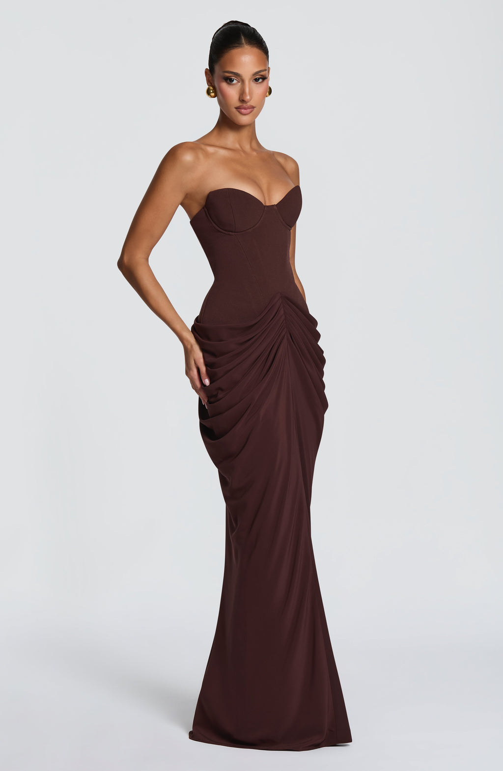 Flourenne Chiarra Maxi Dress in Plum Brown