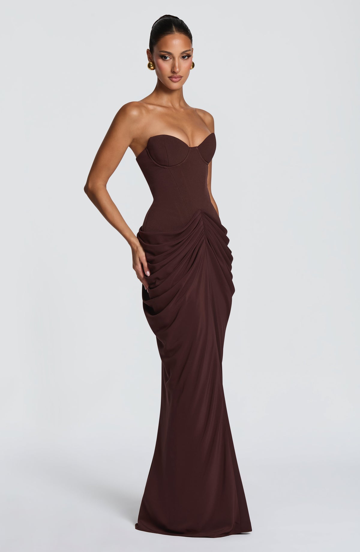Flourenne Chiarra Maxi Dress in Plum Brown