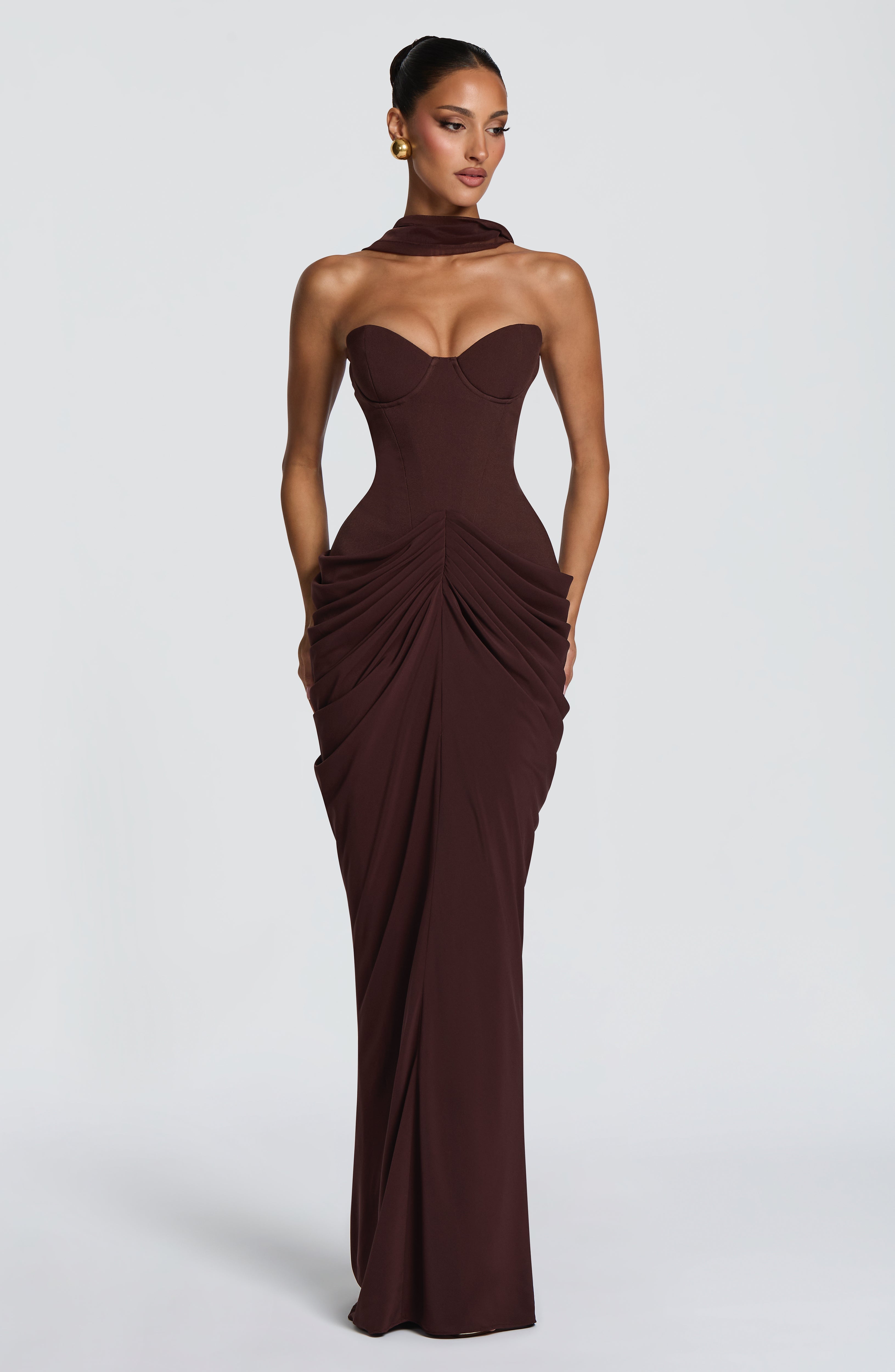 Flourenne Chiarra Maxi Dress in Plum Brown