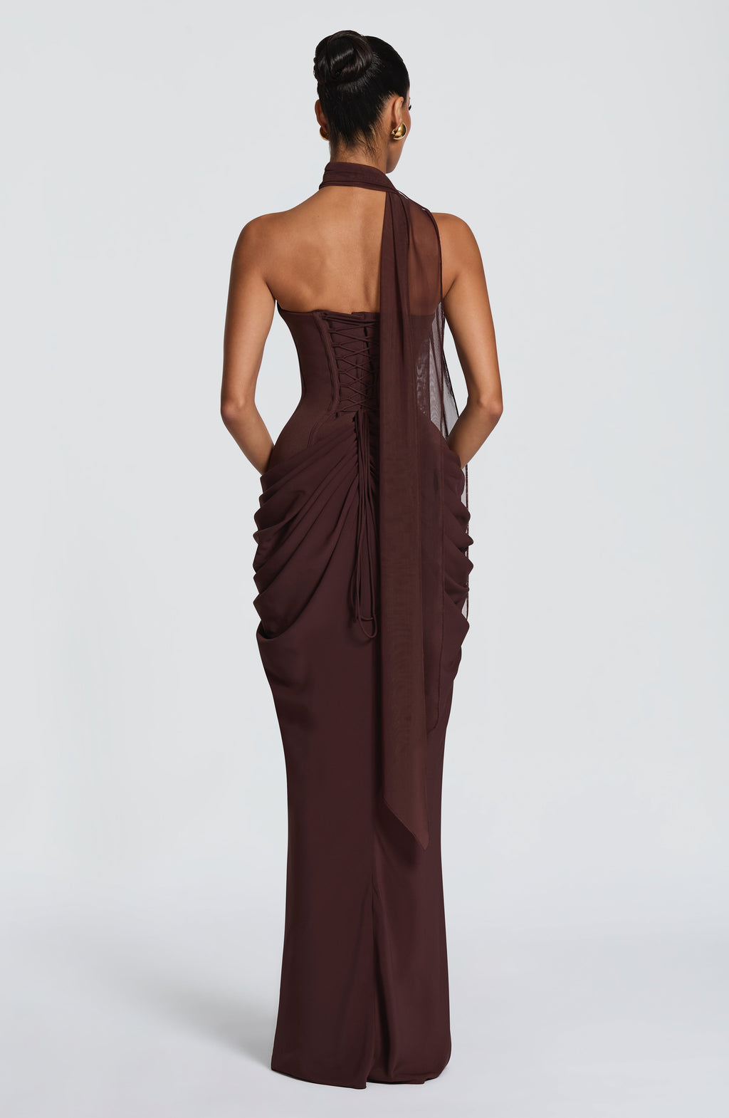 Flourenne Chiarra Maxi Dress in Plum Brown