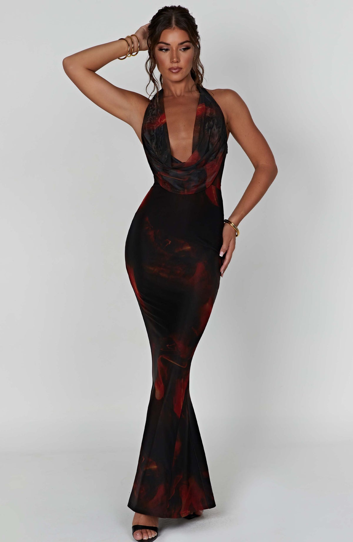 Flourenne Chrisella Maxi Dress in Fire Print