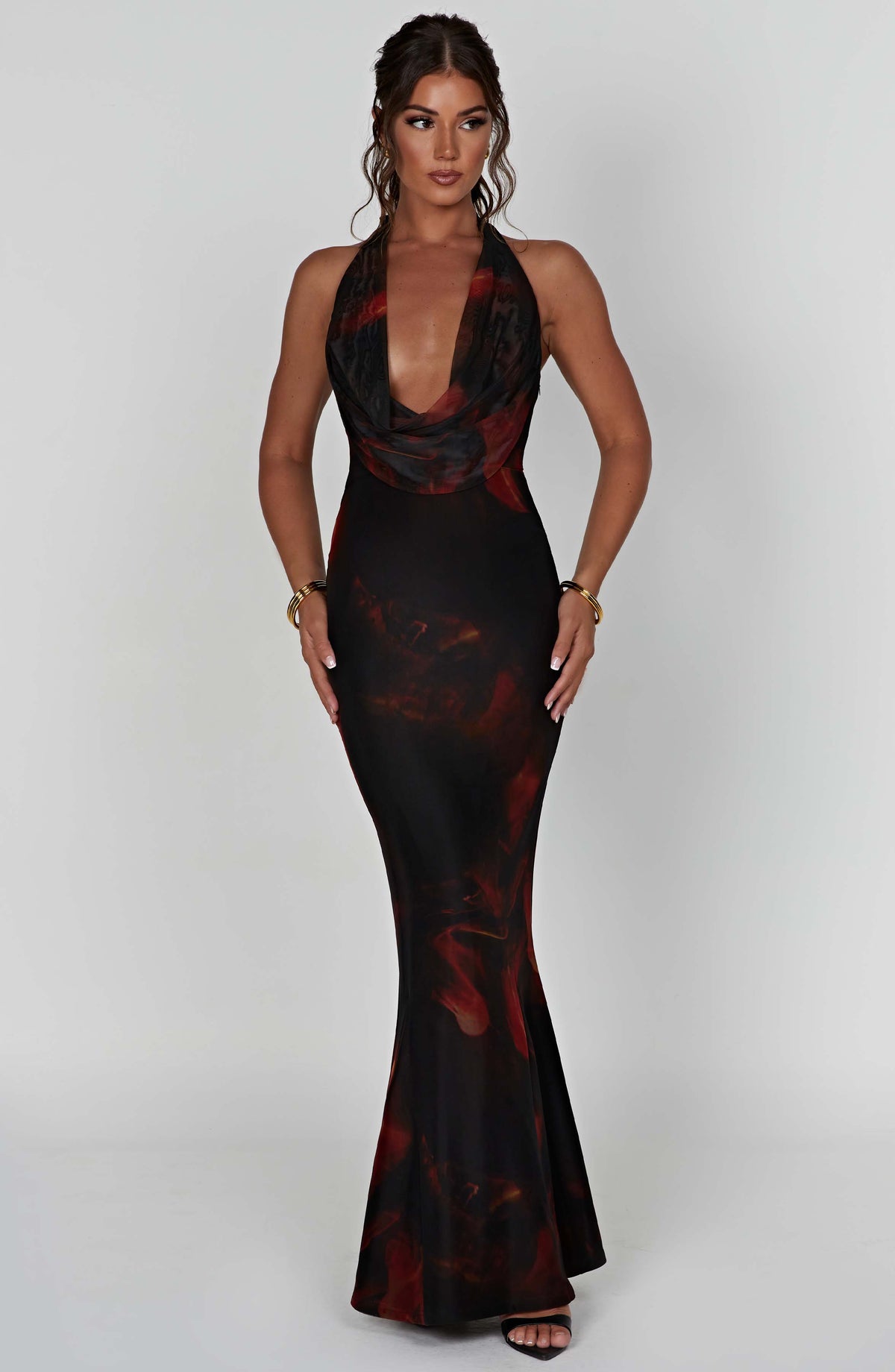 Flourenne Chrisella Maxi Dress in Fire Print