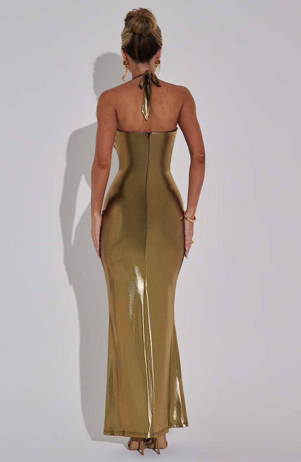 Flourenne Chrisella Maxi Dress in Gold