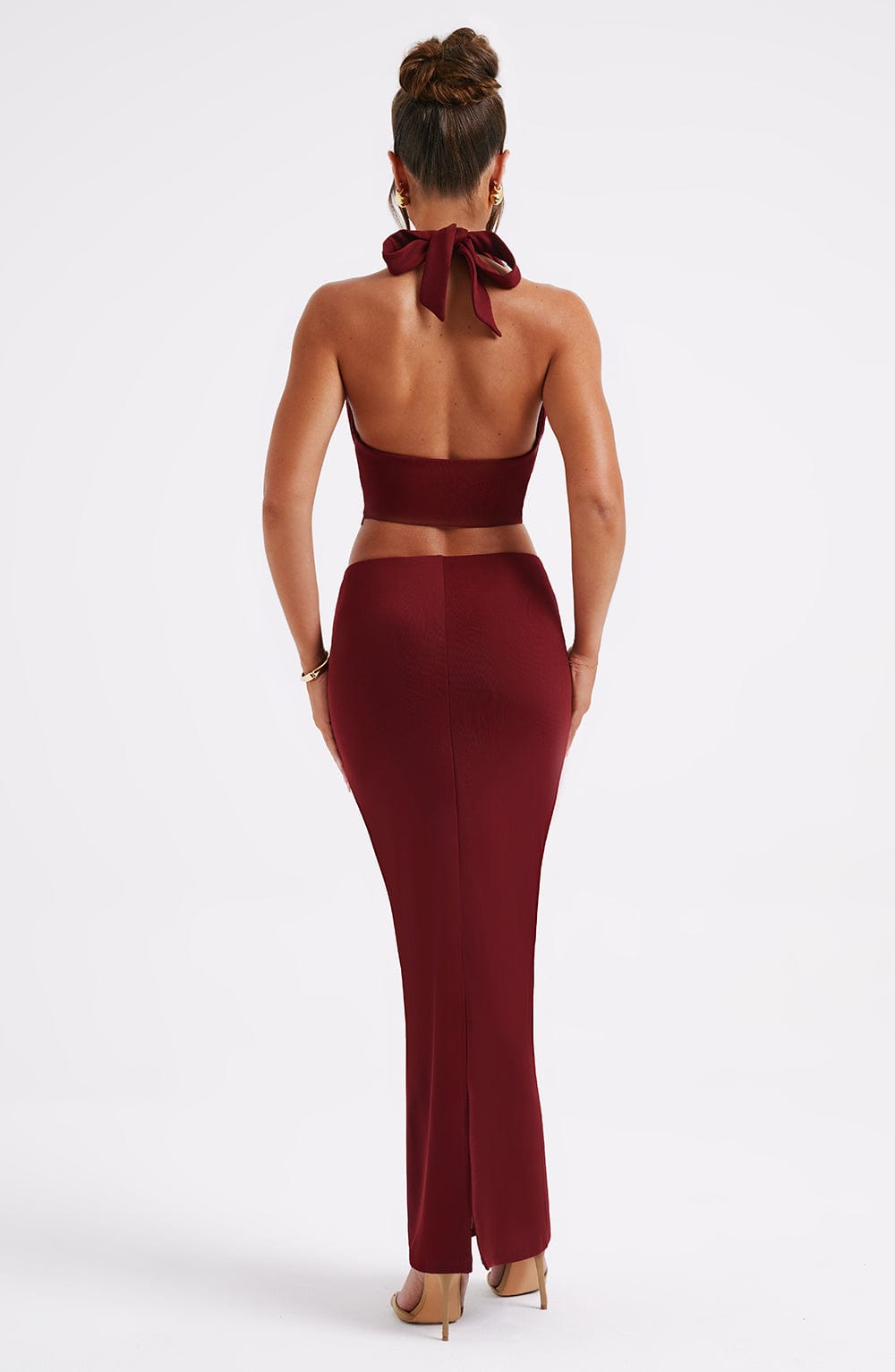 Flourenne Chryselle Maxi Skirt in Burgundy