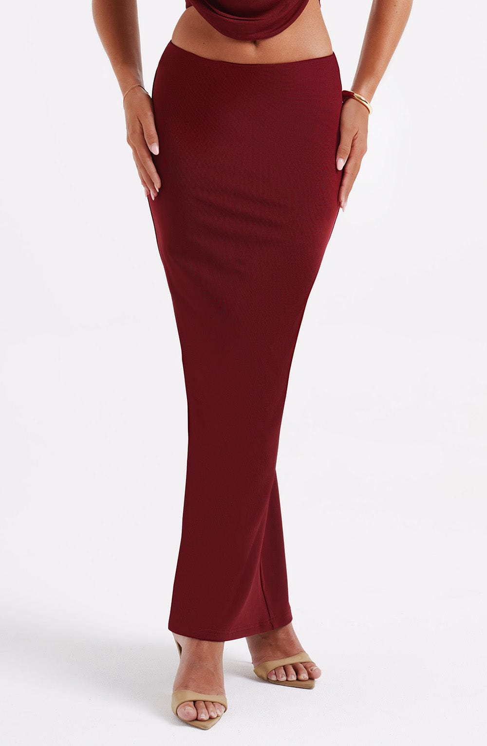 Flourenne Chryselle Maxi Skirt in Burgundy