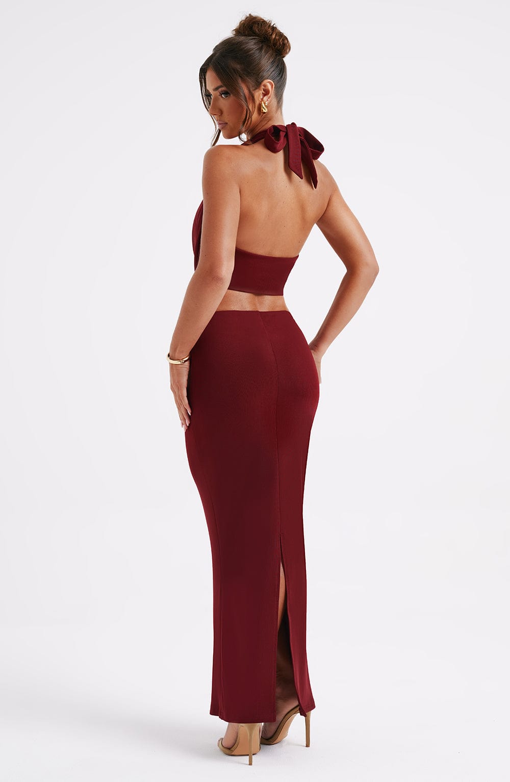 Flourenne Chryselle Maxi Skirt in Burgundy