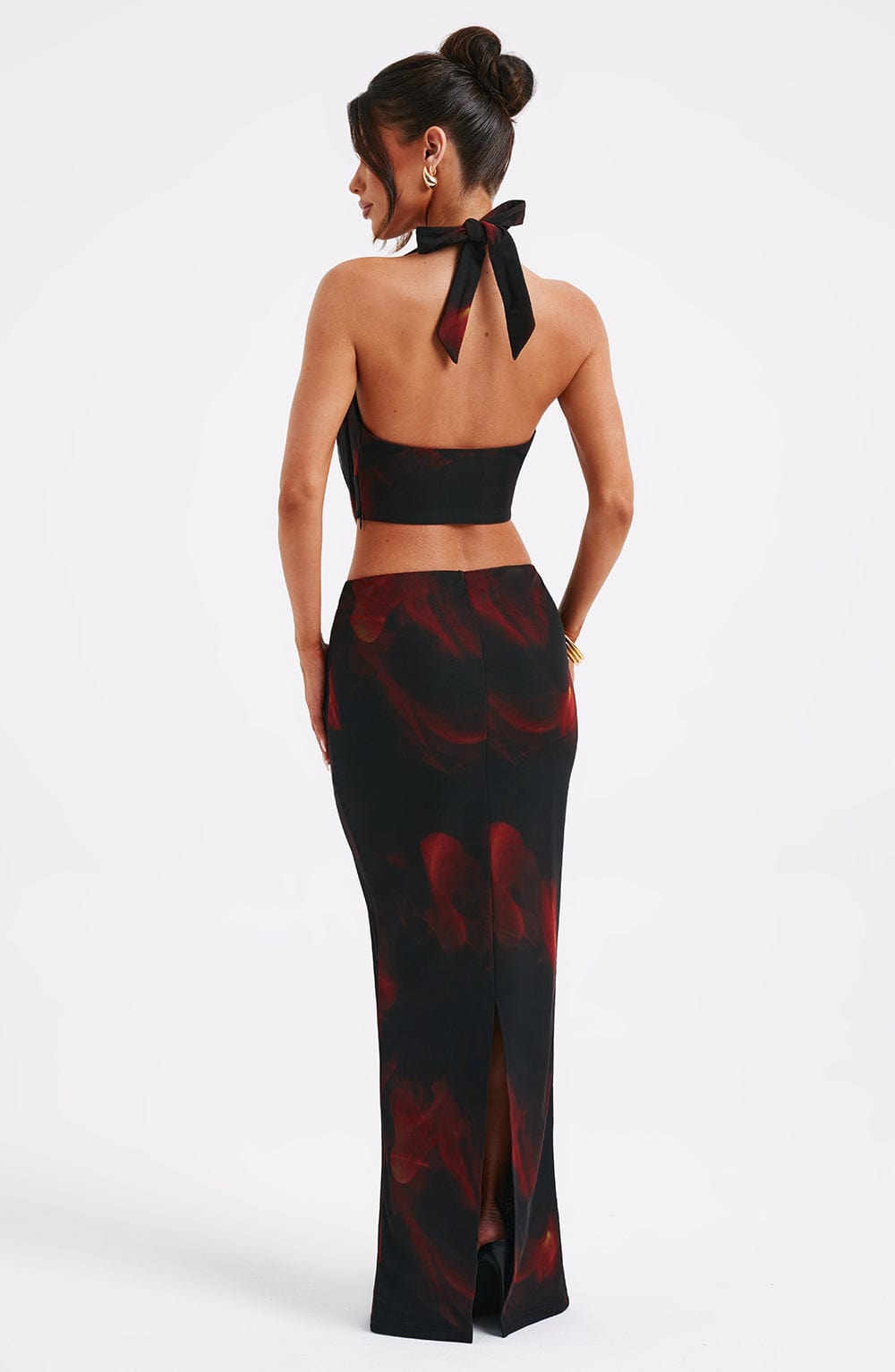 Flourenne Chryselle Maxi Skirt in Fire Print