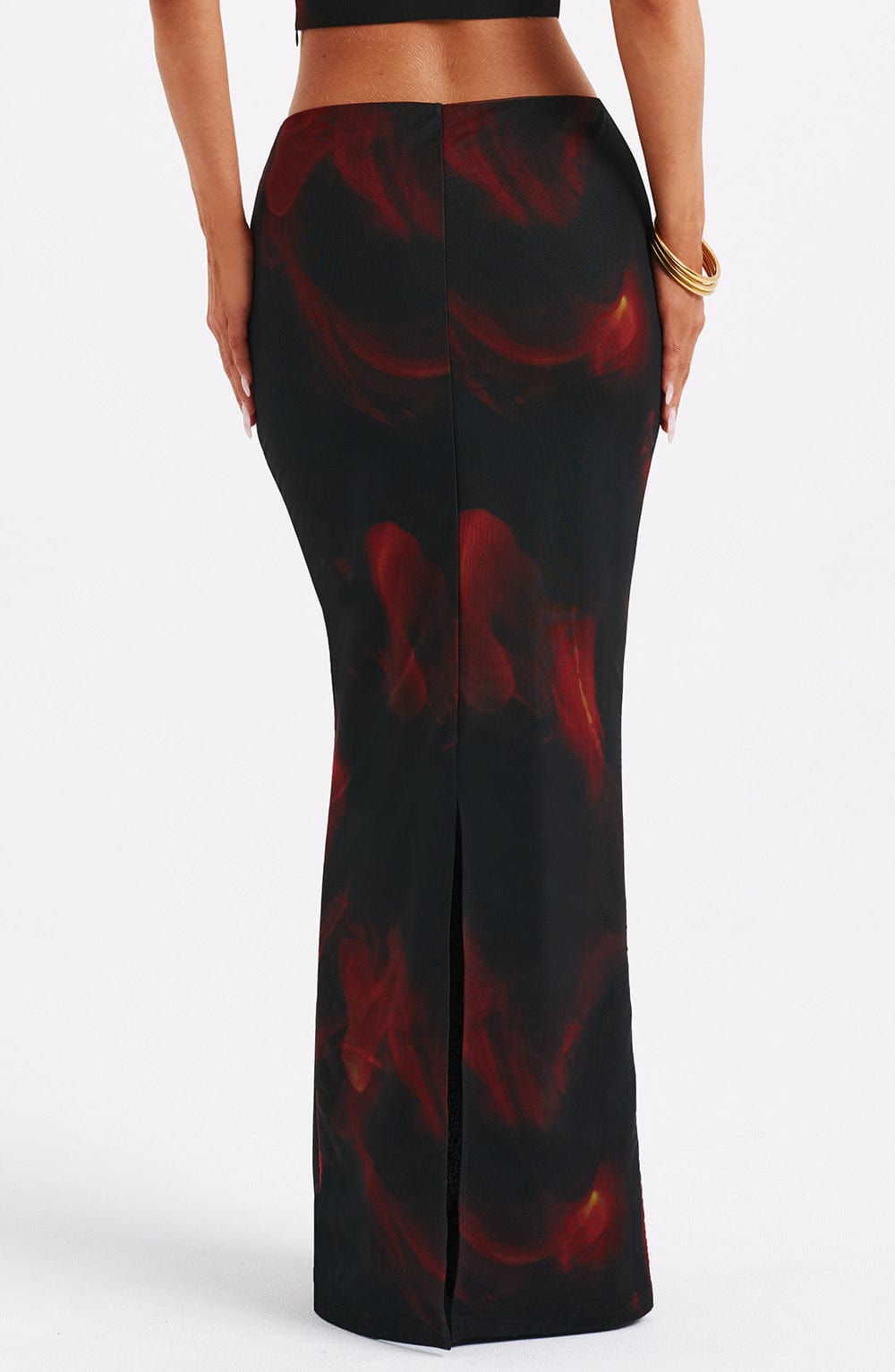 Flourenne Chryselle Maxi Skirt in Fire Print