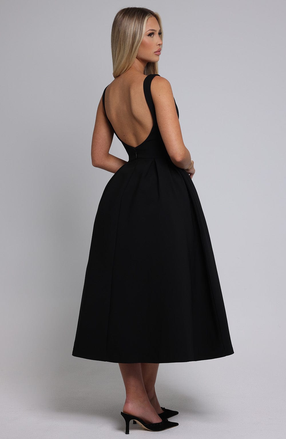 Flourenne Clarabelle Midi Dress in Black
