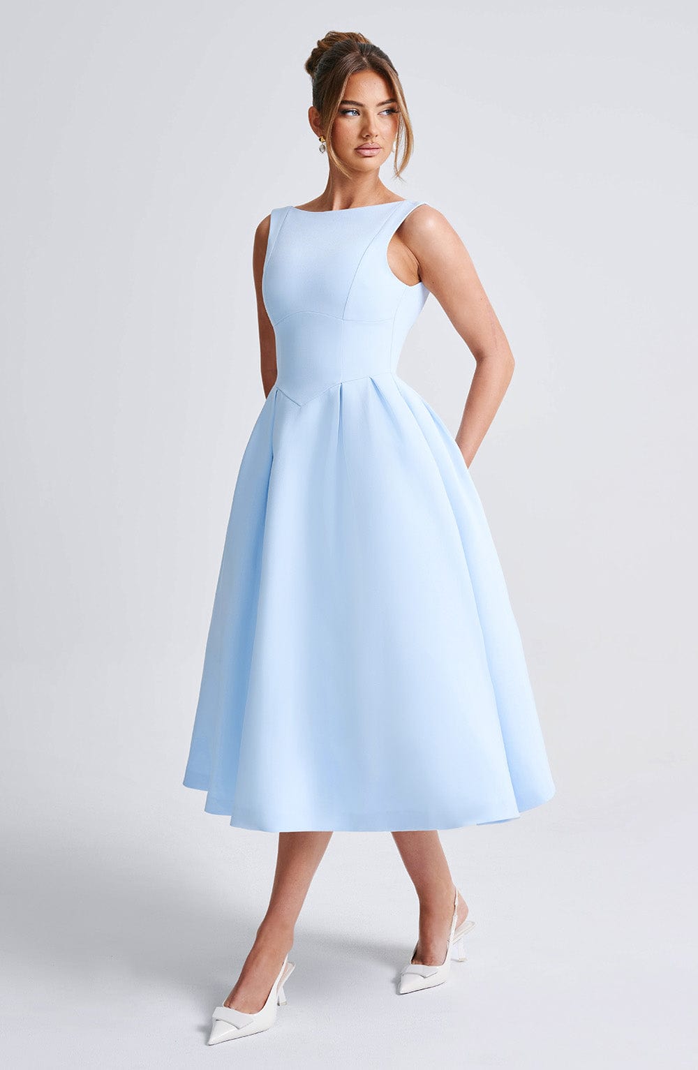 Flourenne Clarabelle Midi Dress in Blue