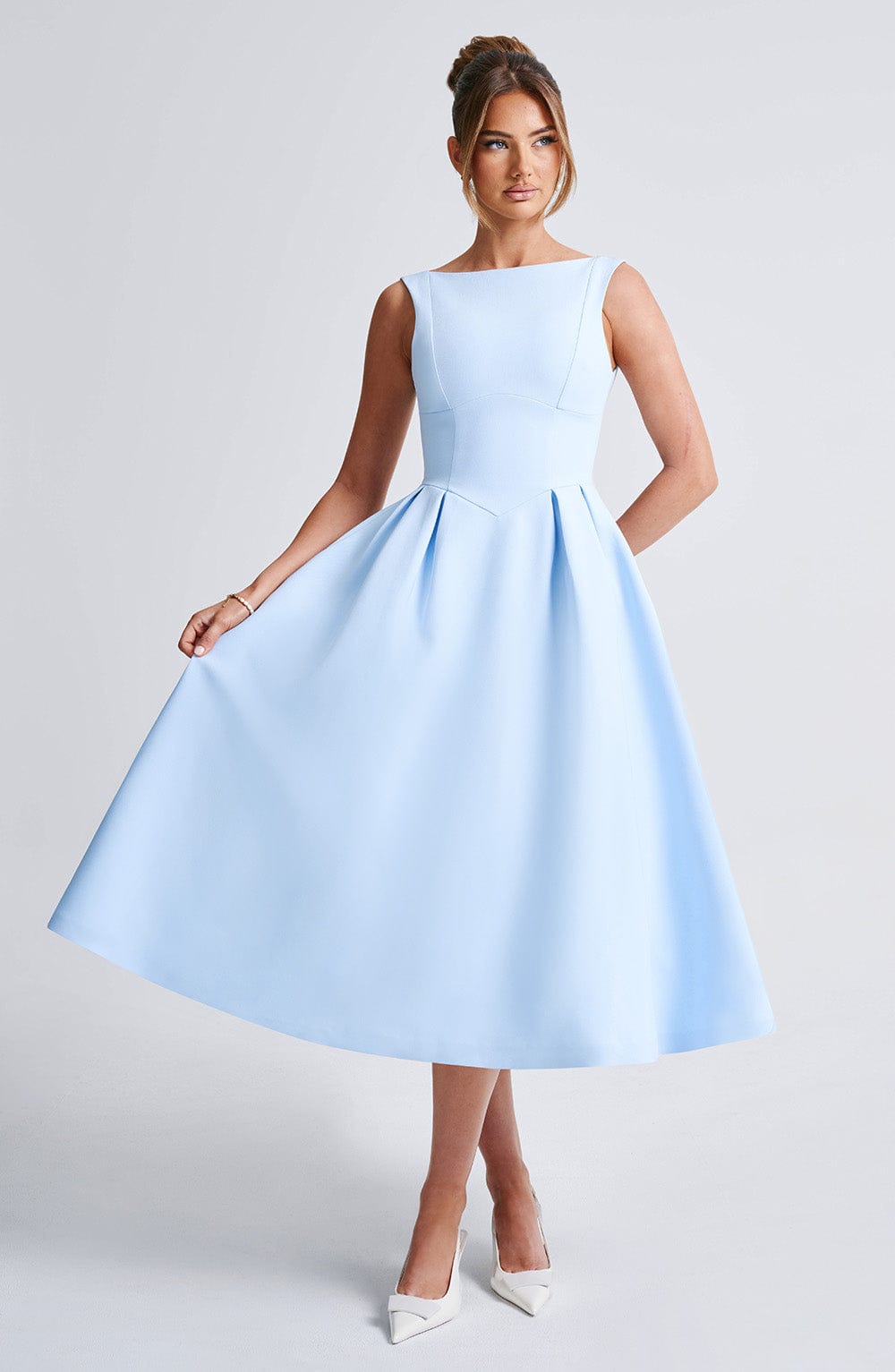 Flourenne Clarabelle Midi Dress in Blue