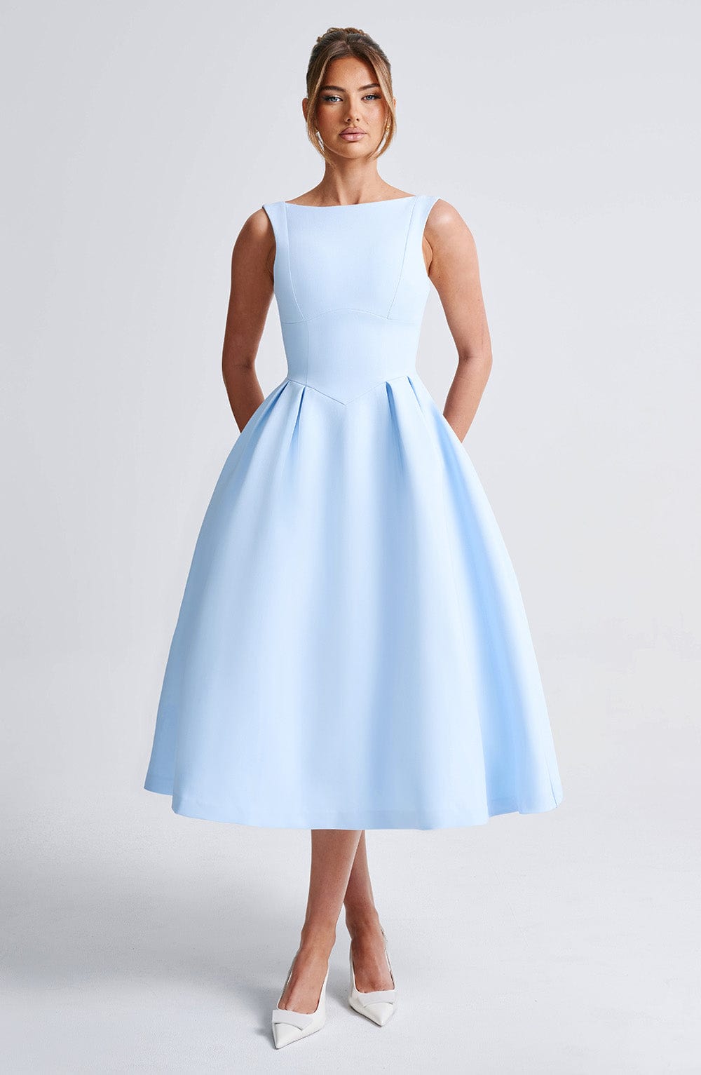 Flourenne Clarabelle Midi Dress in Blue