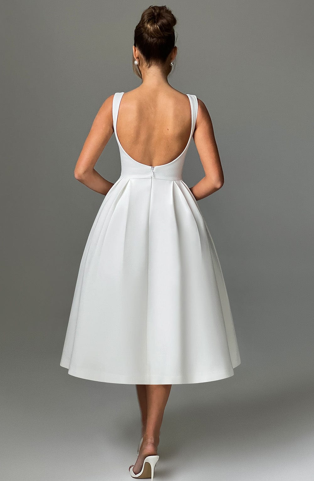 Flourenne Clarabelle Midi Dress in Ivory