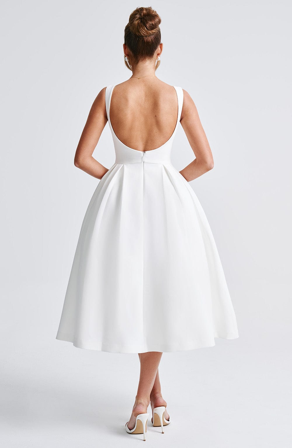 Flourenne Clarabelle Midi Dress in Ivory