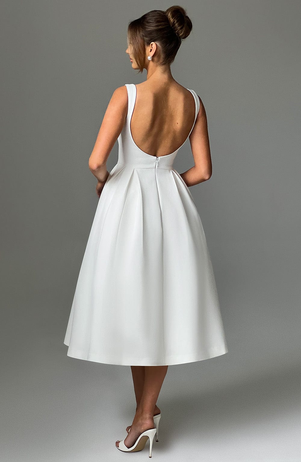 Flourenne Clarabelle Midi Dress in Ivory
