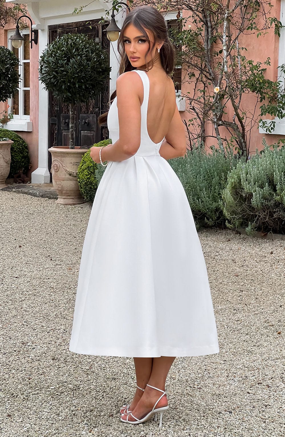 Flourenne Clarabelle Midi Dress in Ivory