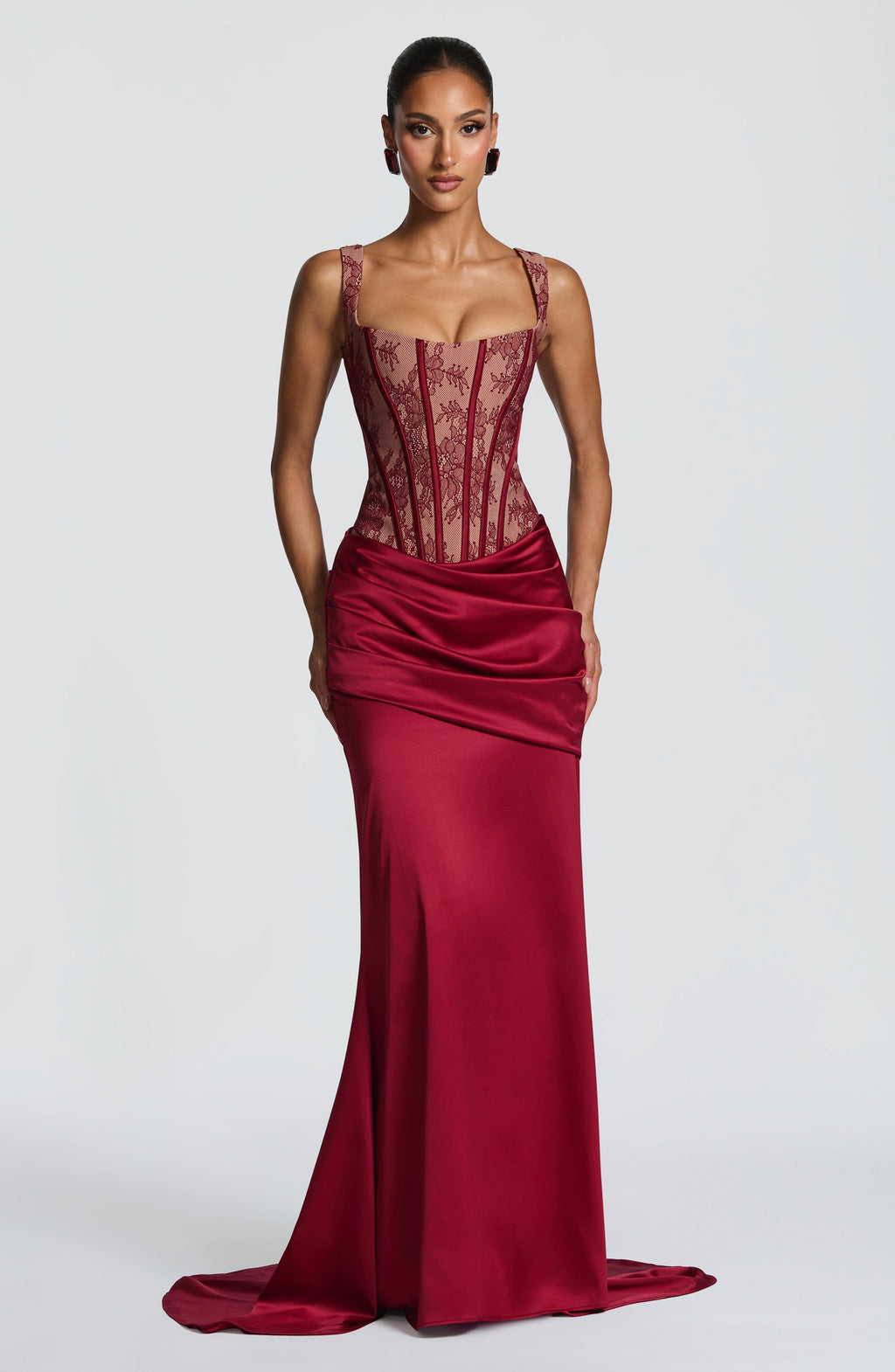 Flourenne Claudine Maxi Skirt in Burgundy