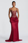 Flourenne Claudine Maxi Skirt in Burgundy