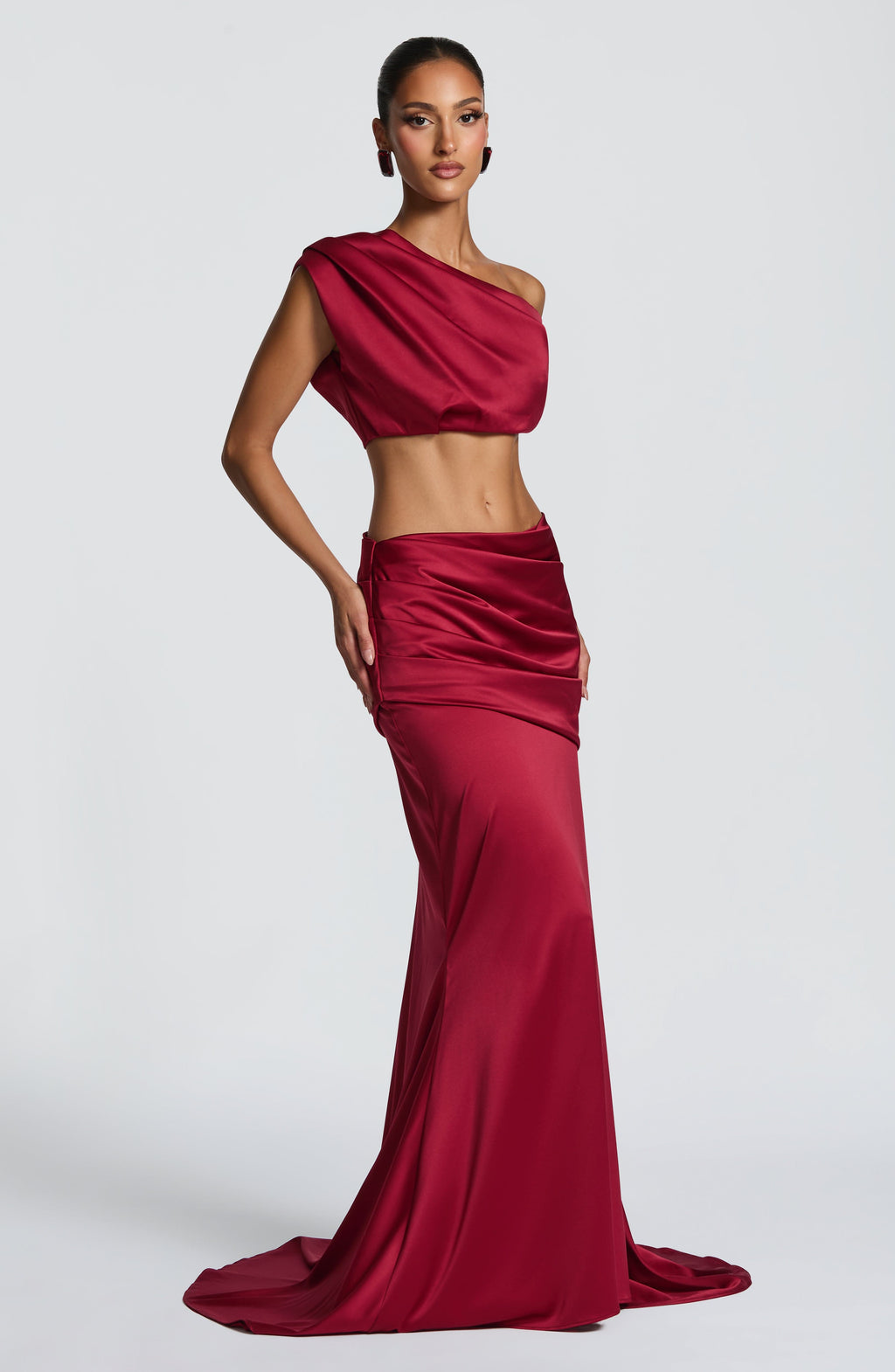 Flourenne Claudine Maxi Skirt in Burgundy