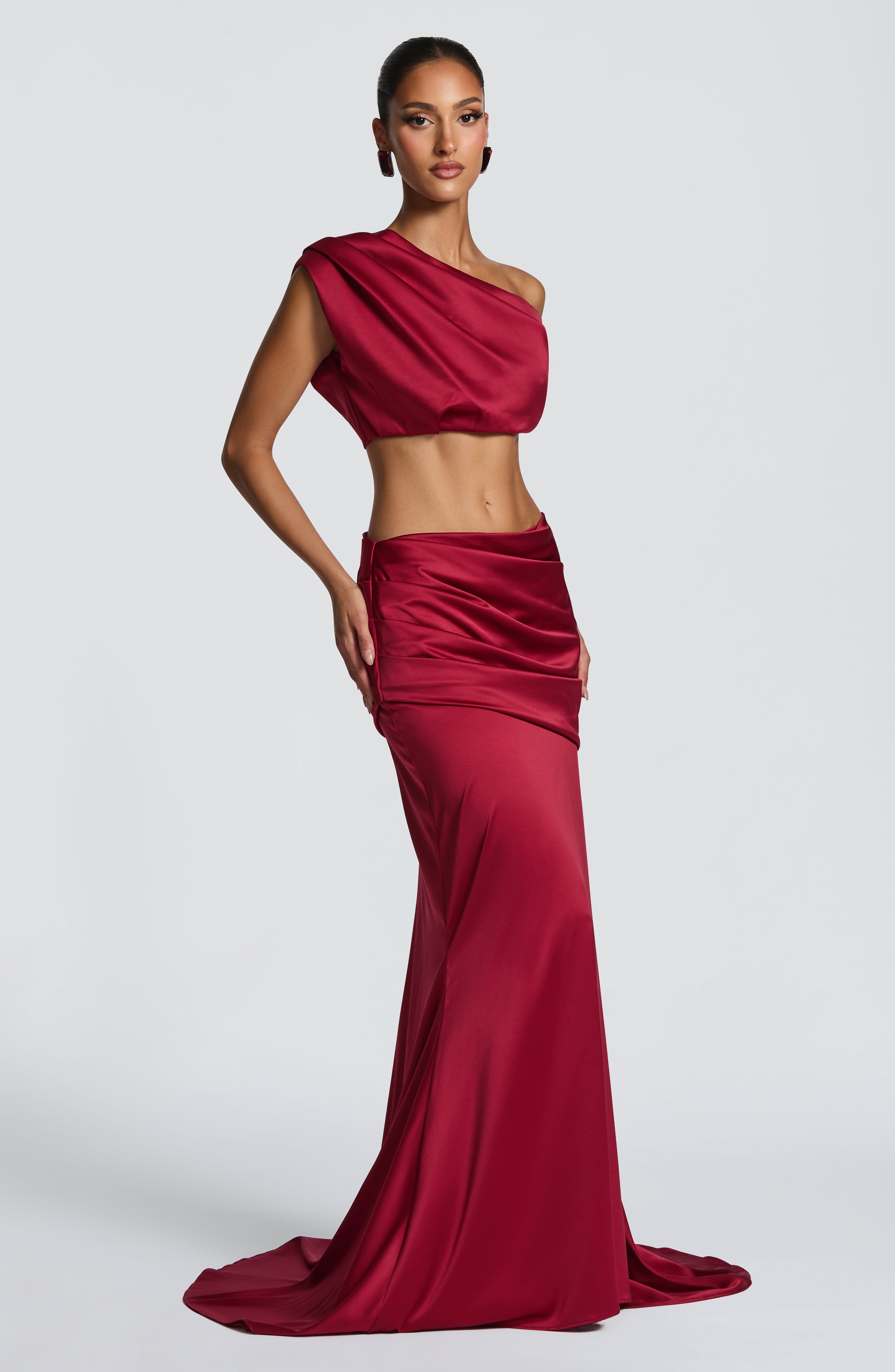 Flourenne Claudine Maxi Skirt in Burgundy