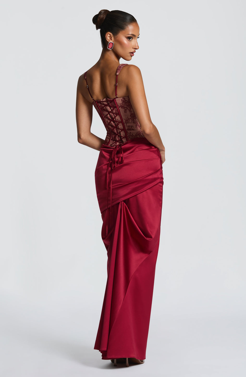 Flourenne Claudine Maxi Skirt in Burgundy
