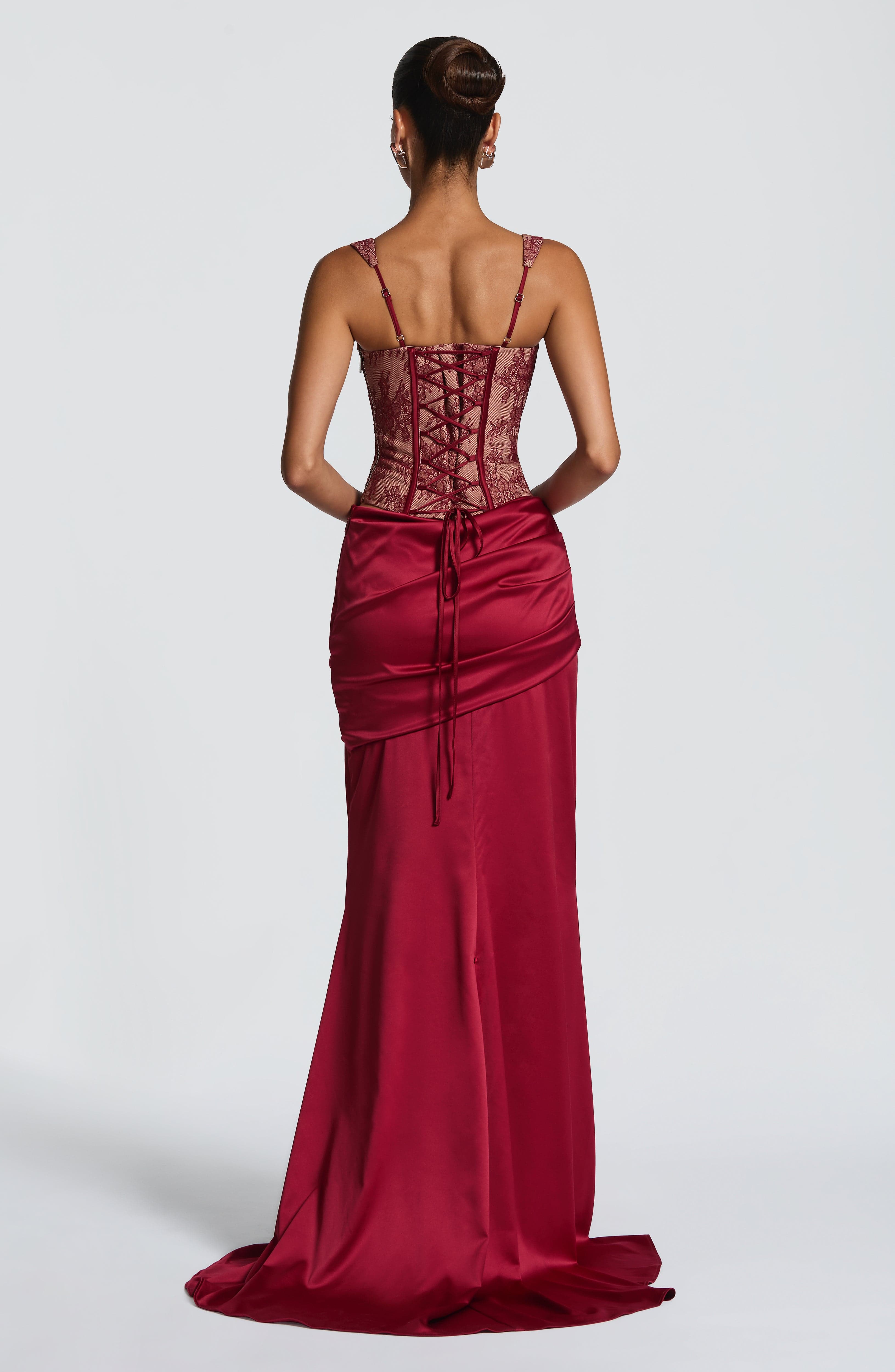 Flourenne Claudine Maxi Skirt in Burgundy