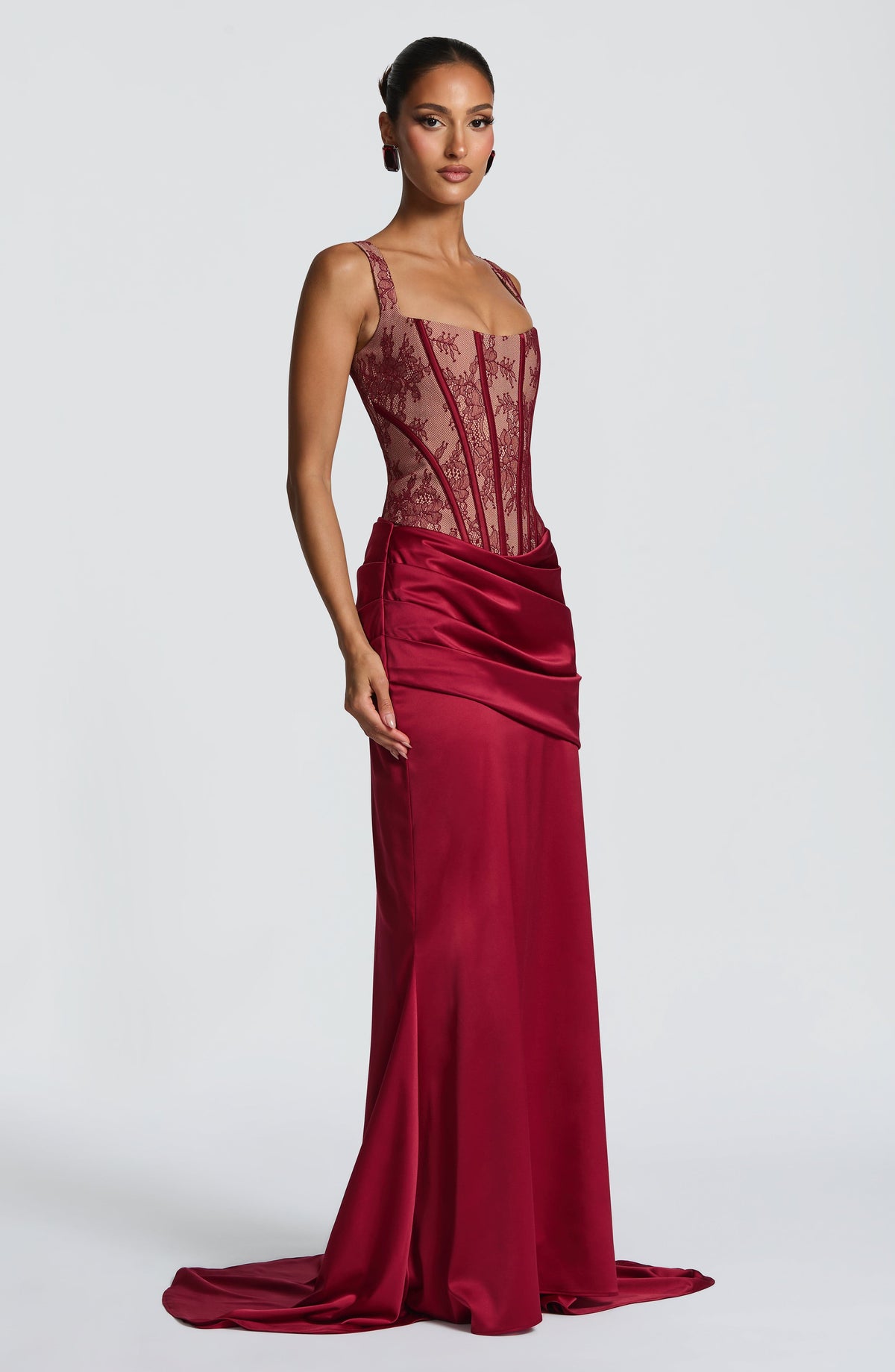 Flourenne Claudine Maxi Skirt in Burgundy