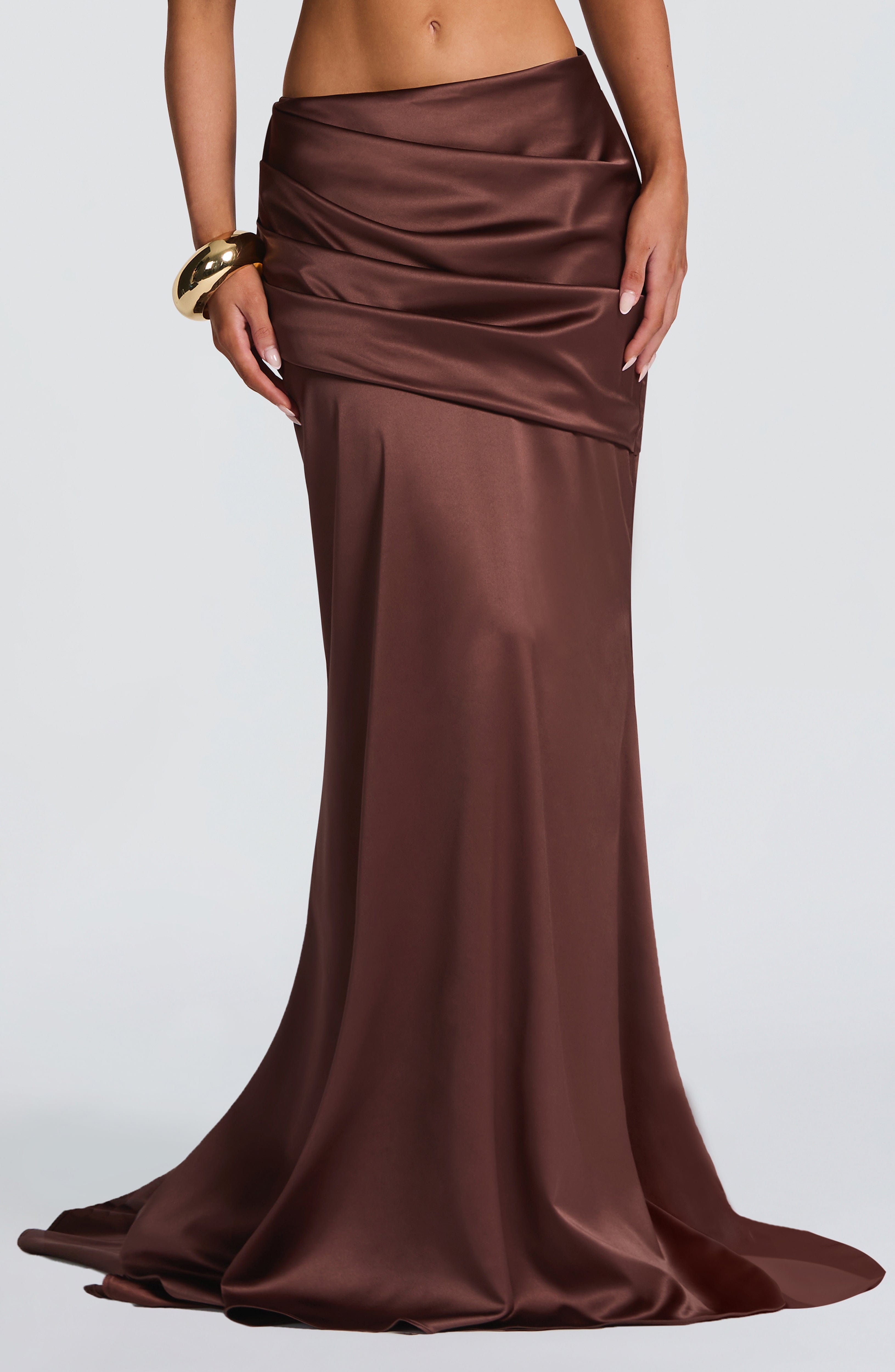 Flourenne Claudine Maxi Skirt in Plum Brown