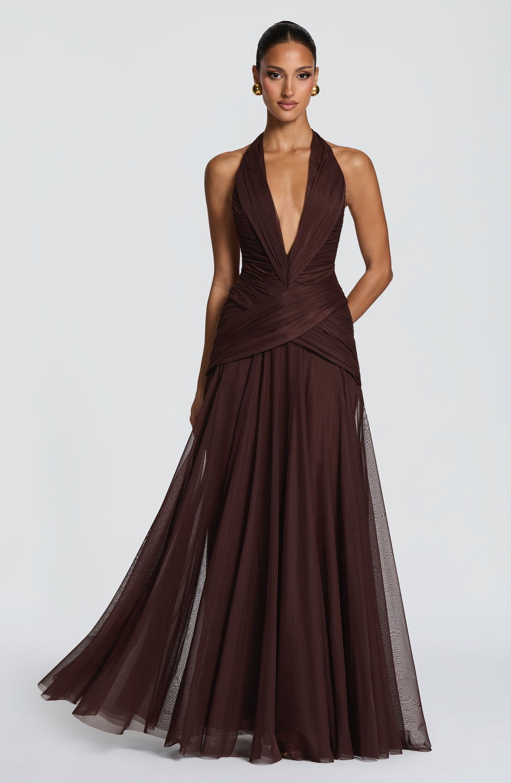Flourenne Cleora Maxi Dress in Plum Brown