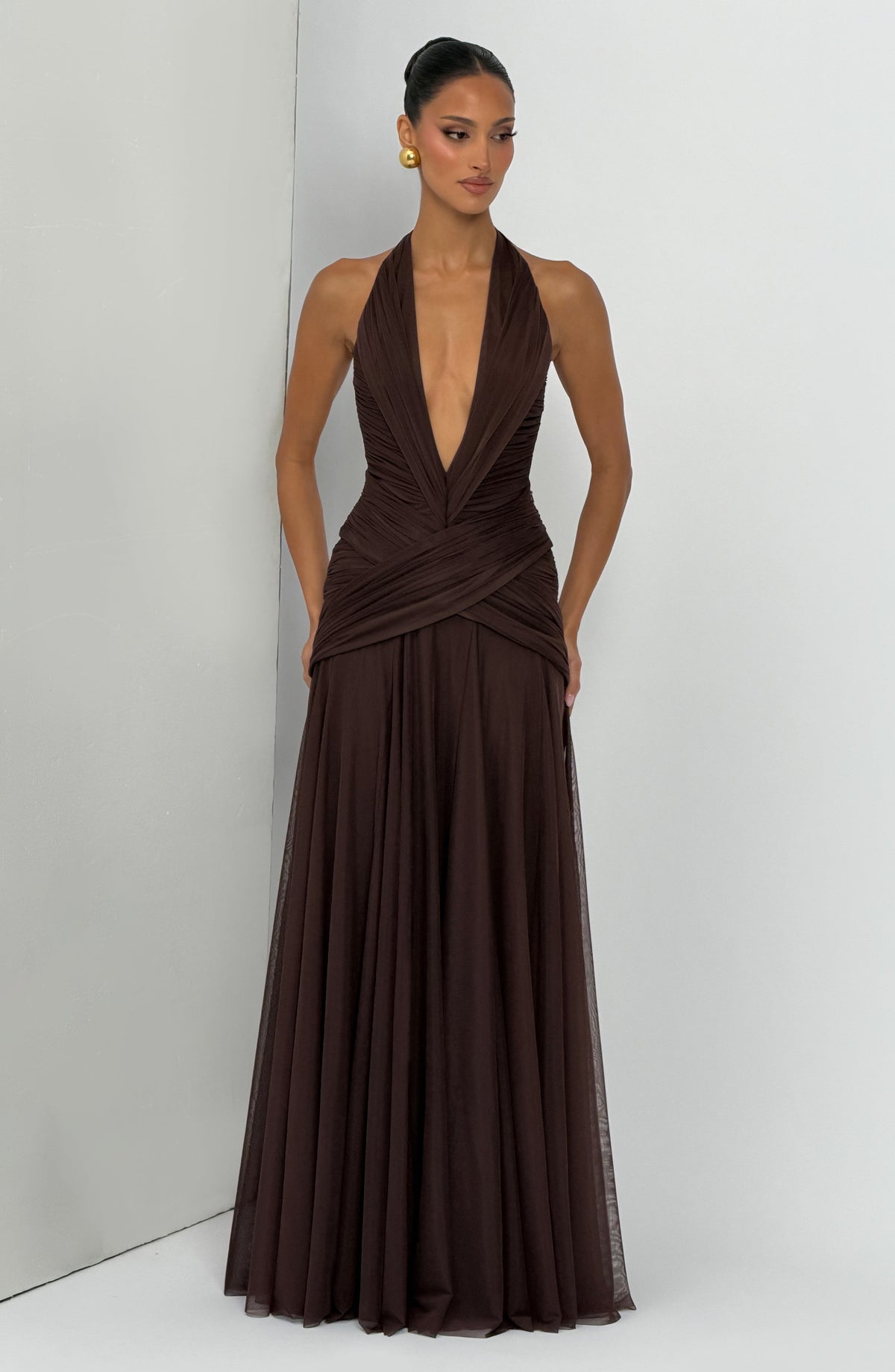 Flourenne Cleora Maxi Dress in Plum Brown