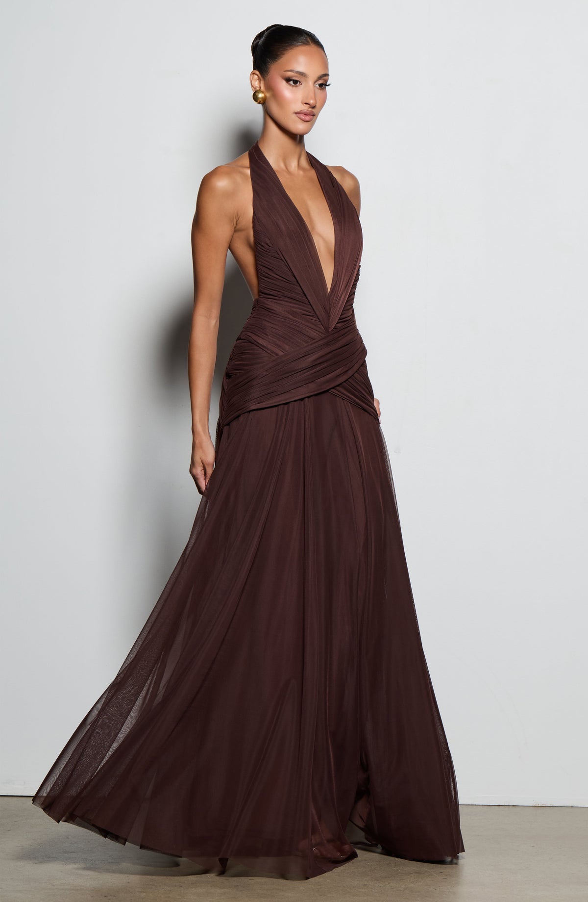Flourenne Cleora Maxi Dress in Plum Brown