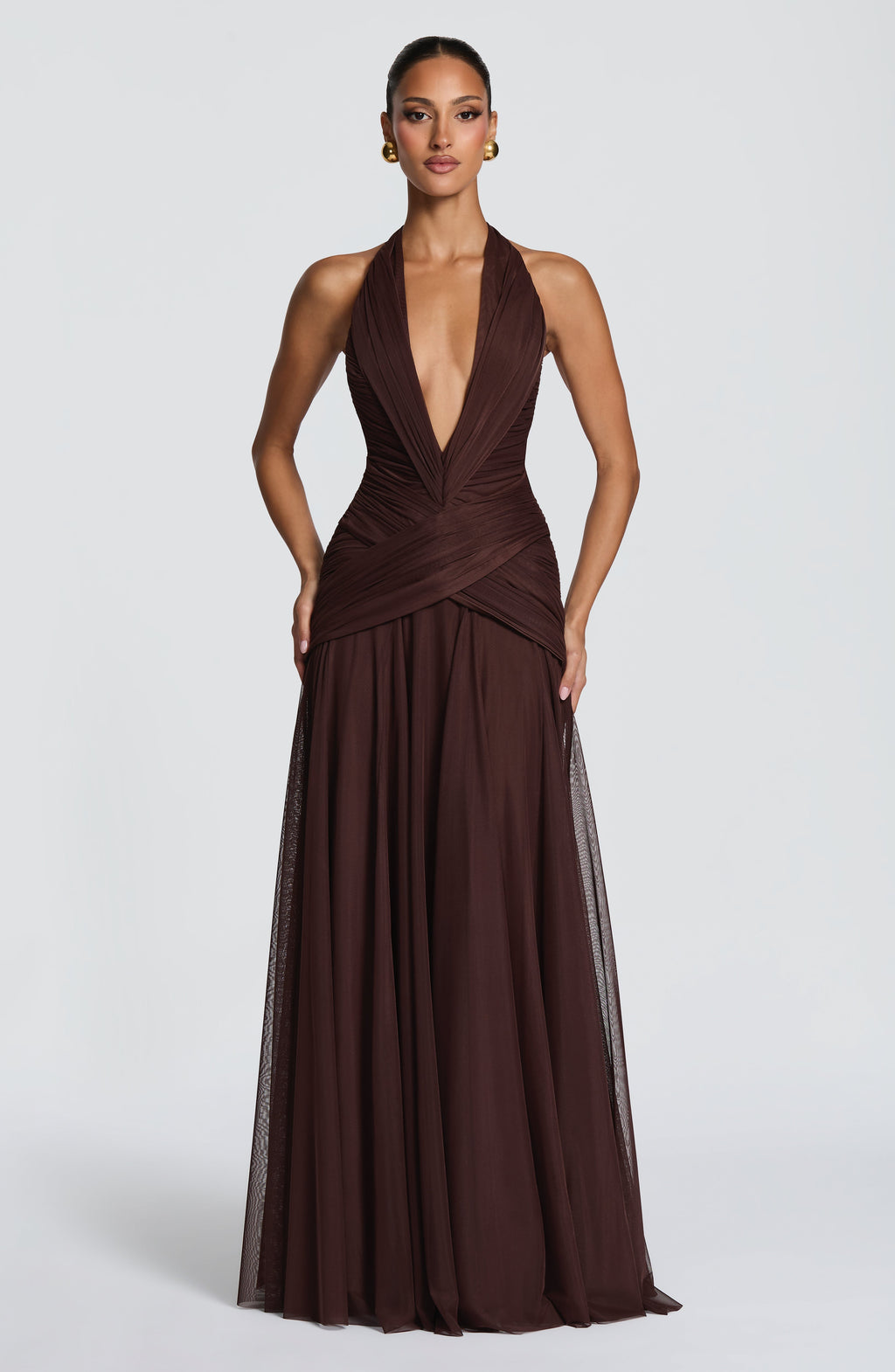 Flourenne Cleora Maxi Dress in Plum Brown