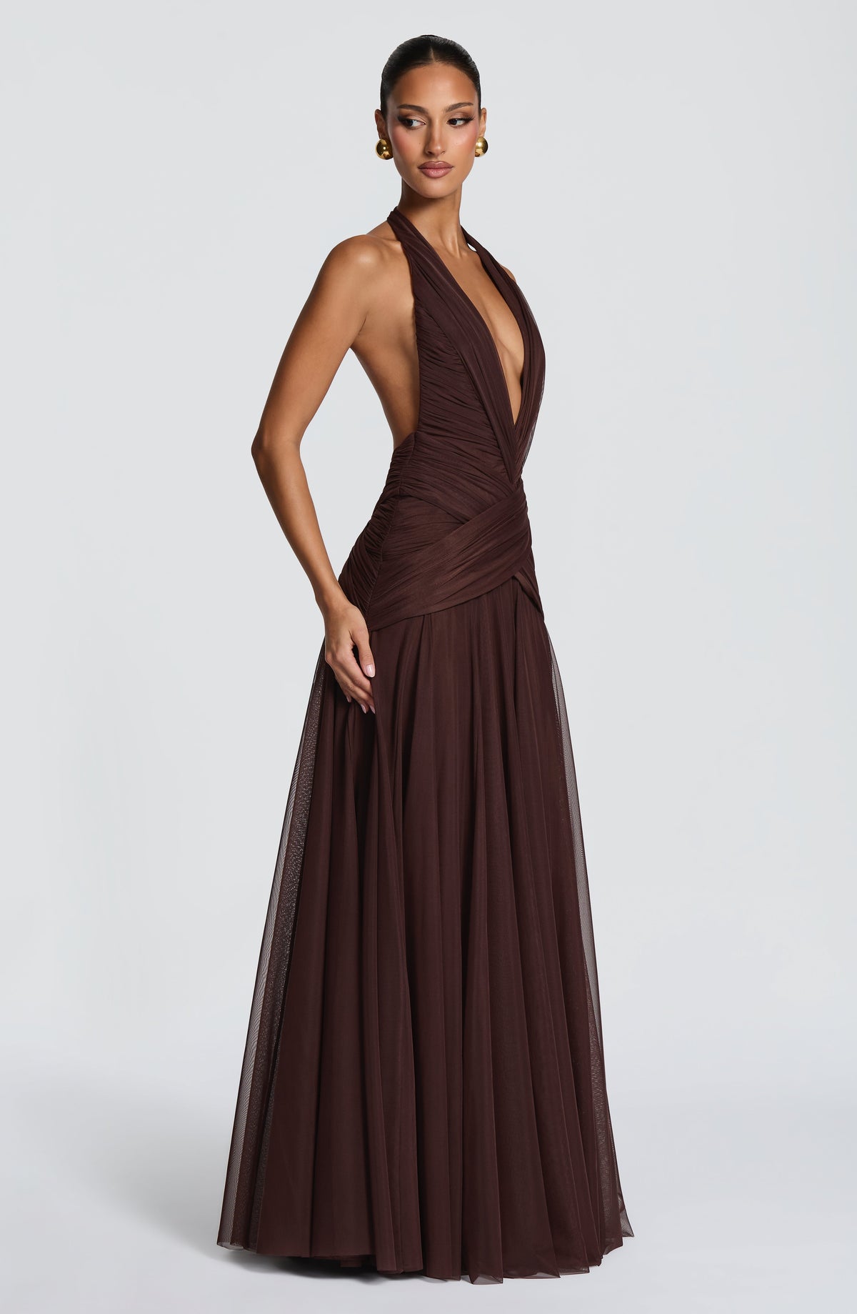 Flourenne Cleora Maxi Dress in Plum Brown