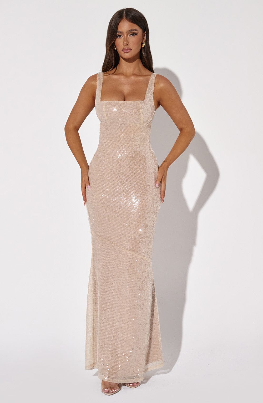 Flourenne Corinna Maxi Dress in Nude