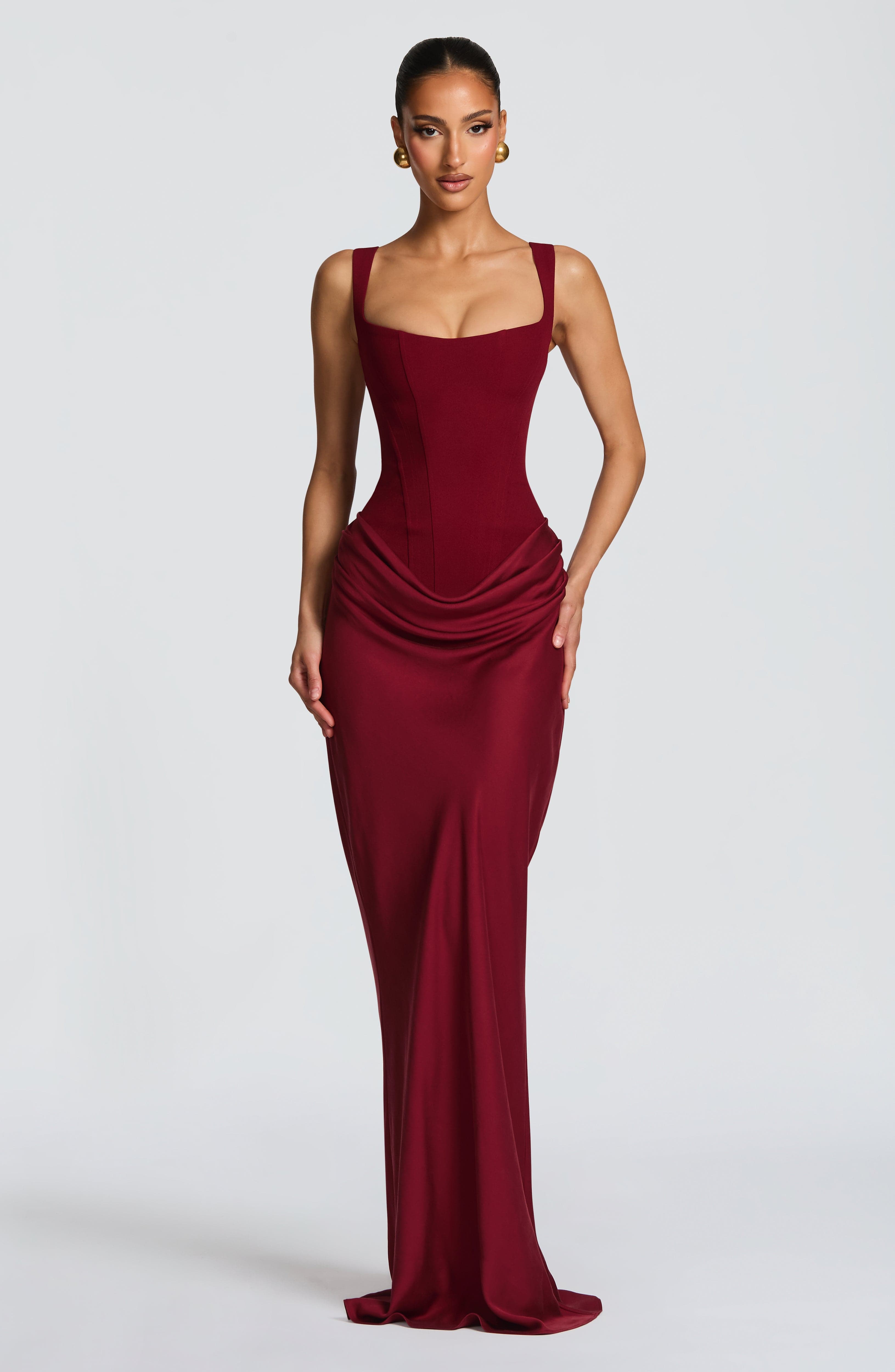 Flourenne Cornalie Maxi Dress in Burgundy