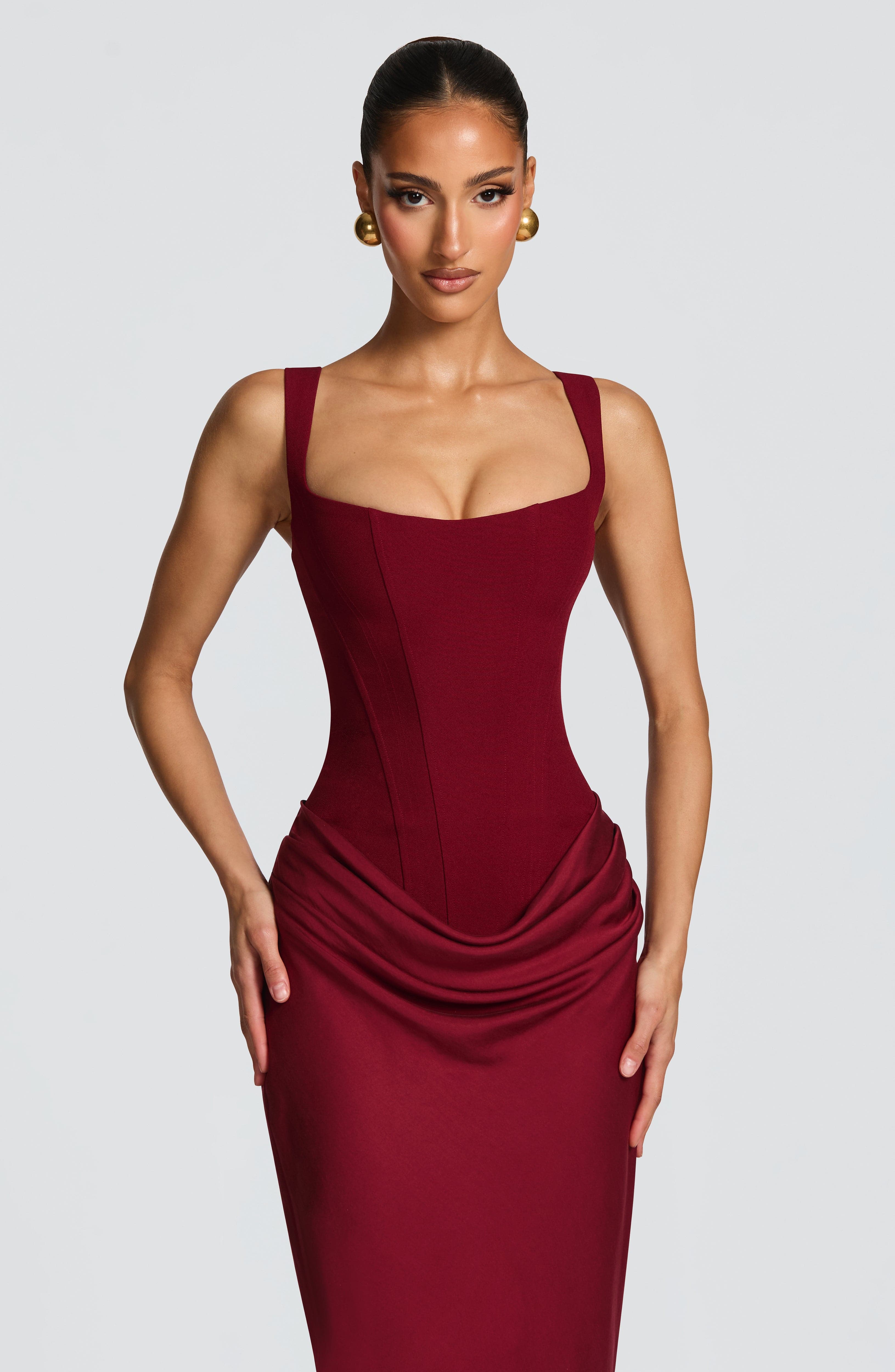 Flourenne Cornalie Maxi Dress in Burgundy