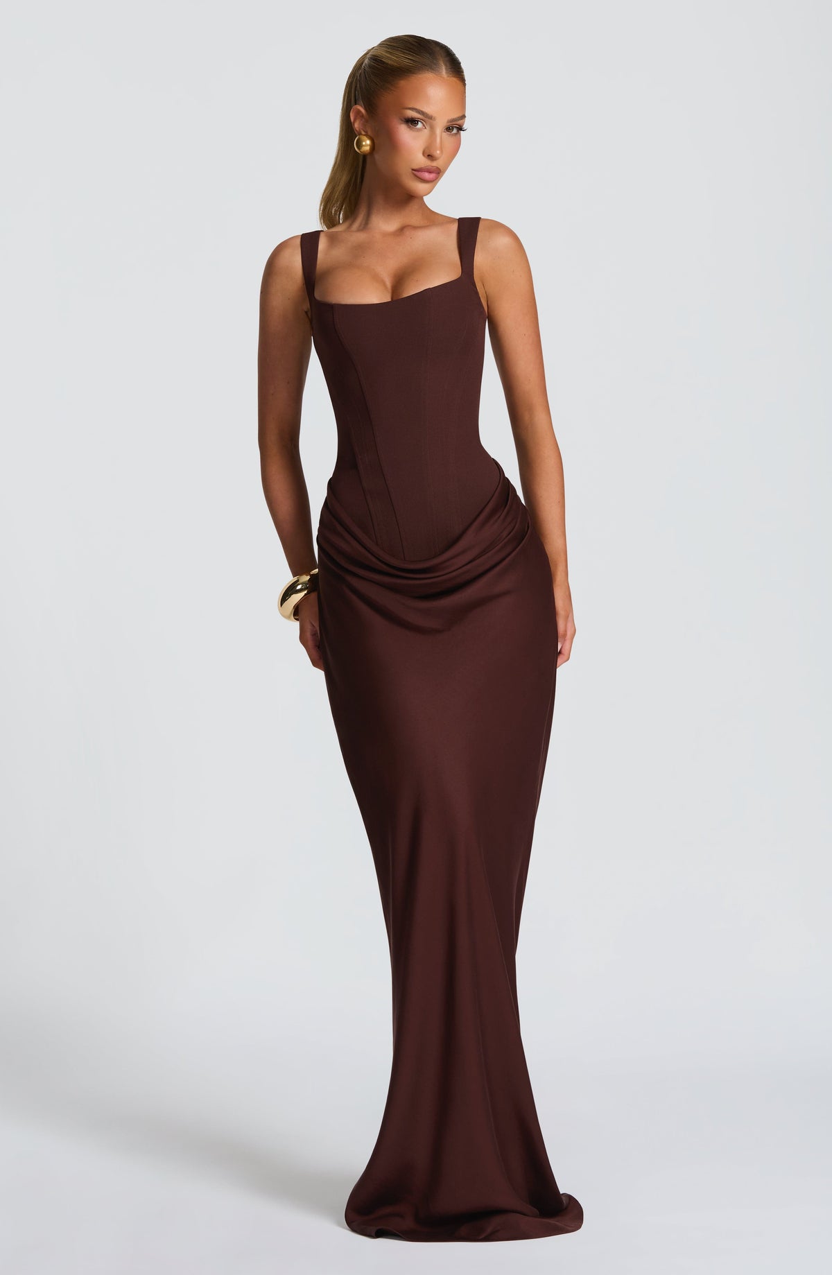 Flourenne Cornalie Maxi Dress in Plum Brown