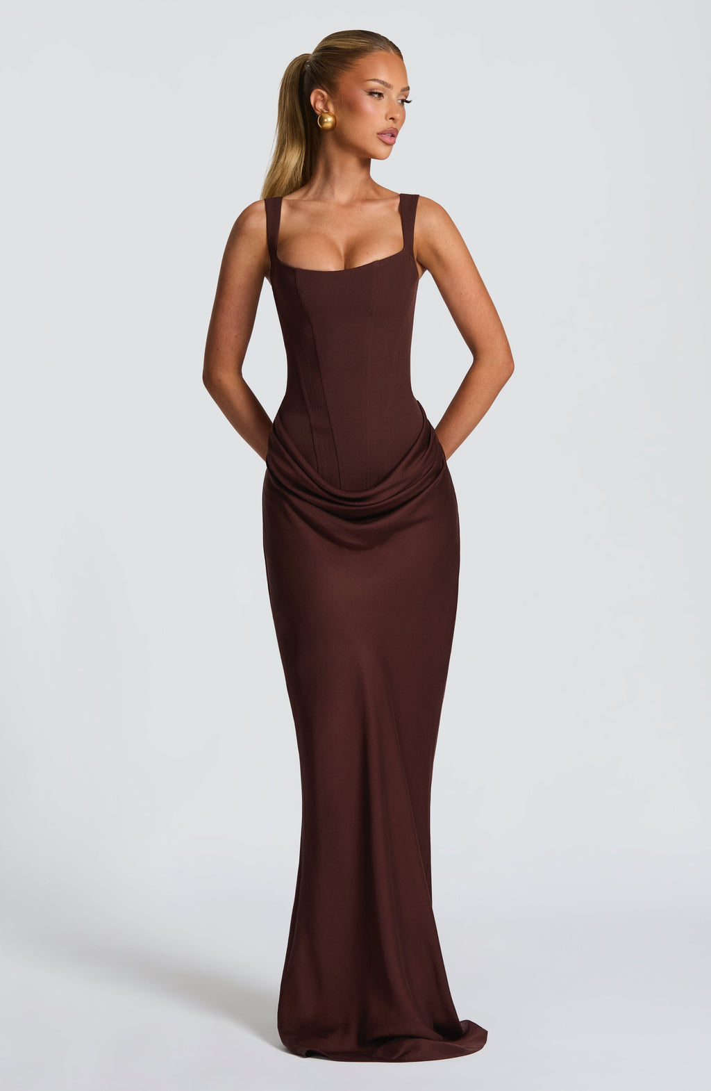 Flourenne Cornalie Maxi Dress in Plum Brown