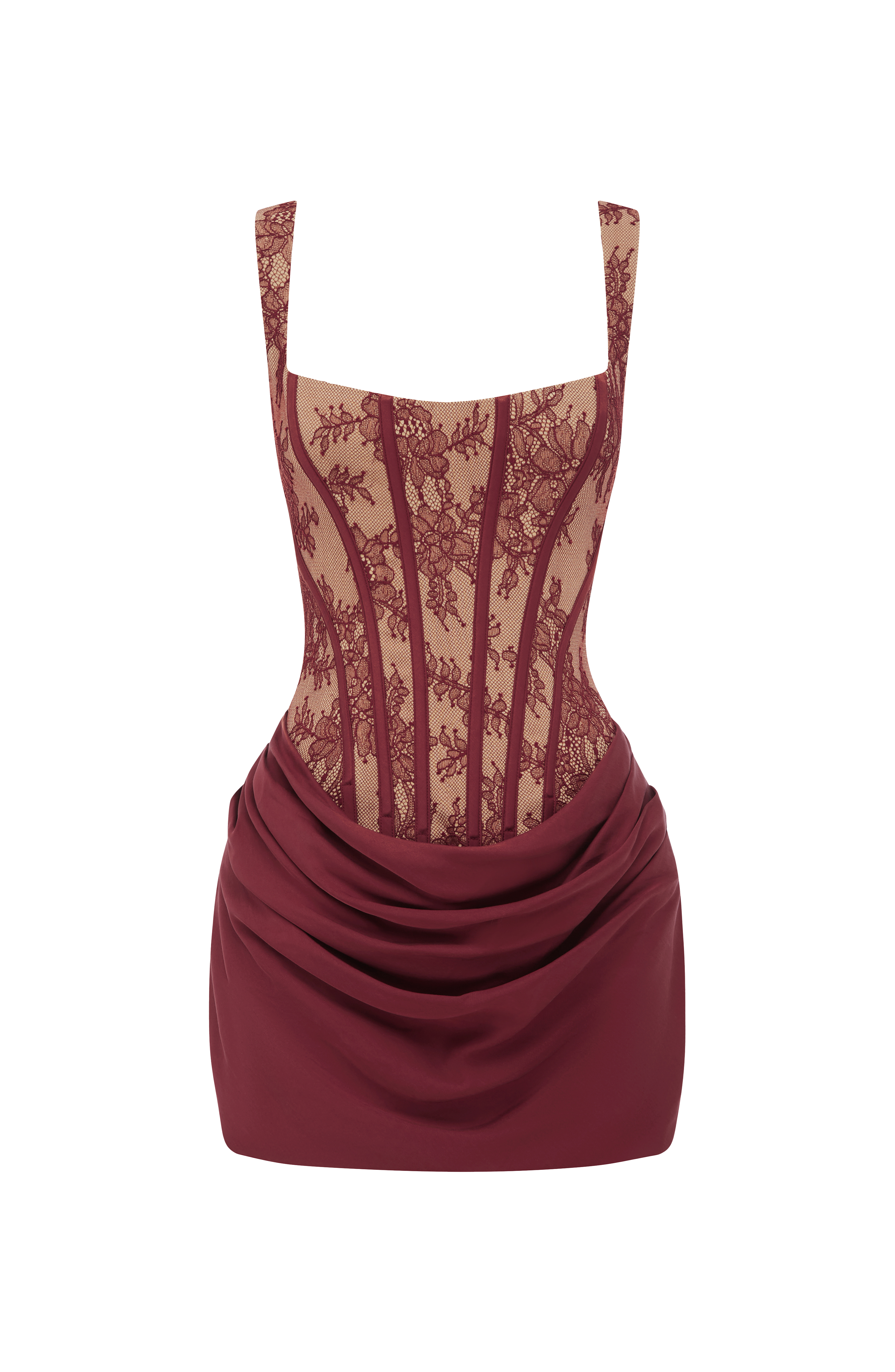 Flourenne Cornessa Mini Dress in Burgundy Lace