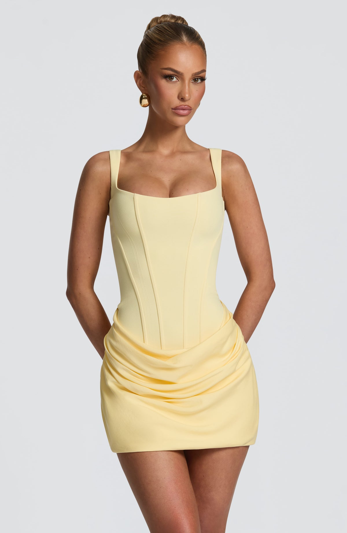 Flourenne Cornessa Mini Dress in Lemon