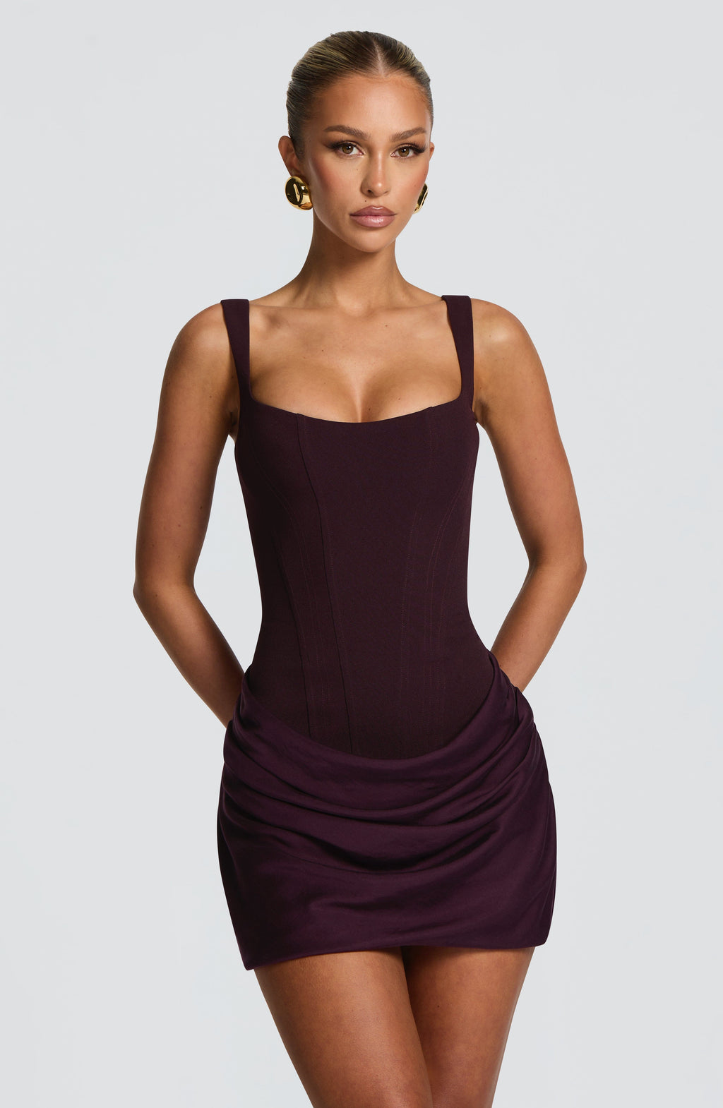 Flourenne Cornessa Mini Dress in Plum