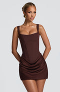 Flourenne Cornessa Mini Dress in Plum Brown