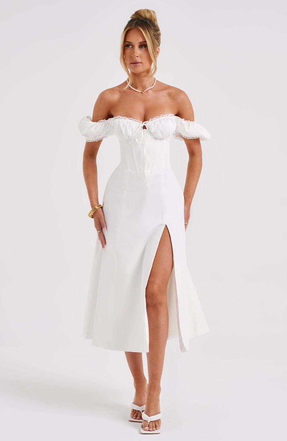 Flourenne Courtenay Midi Dress in Ivory