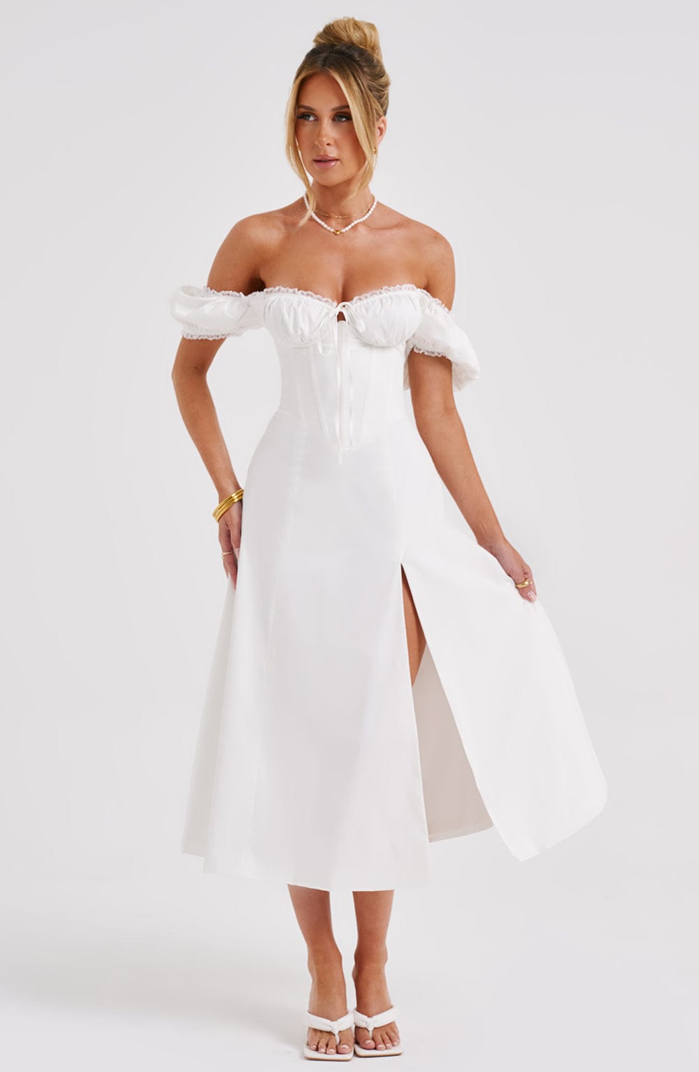 Flourenne Courtenay Midi Dress in Ivory
