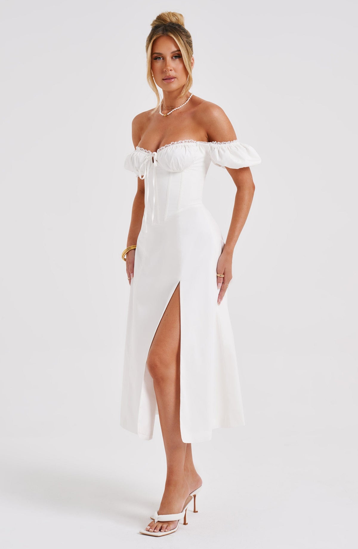 Flourenne Courtenay Midi Dress in Ivory